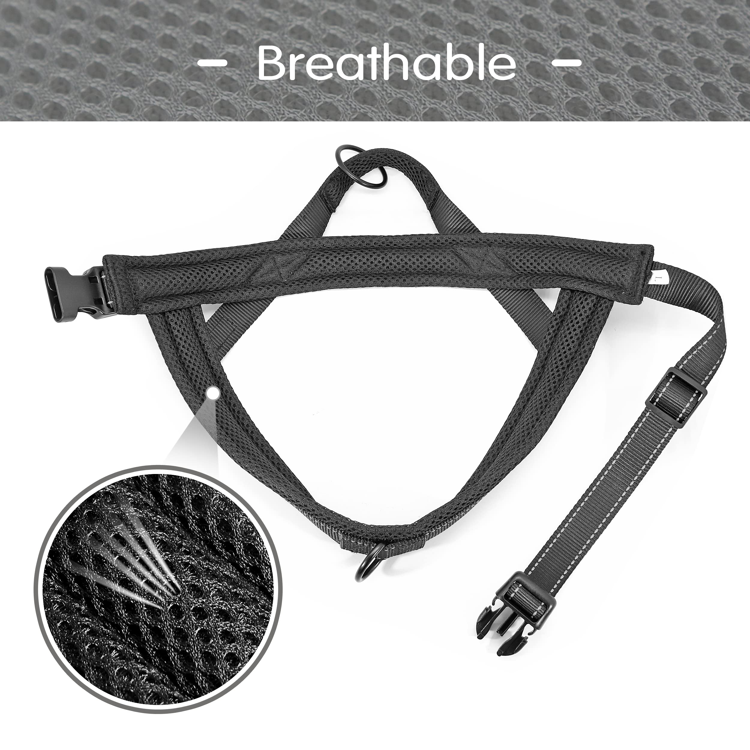 Didog Soft Mesh Padded Dog Vest Harness,Escape Proof/Quick Fit Reflective Dog Strap Harness, Easy For Training Walking (Xs:Chest 15-18', Mesh-Black)