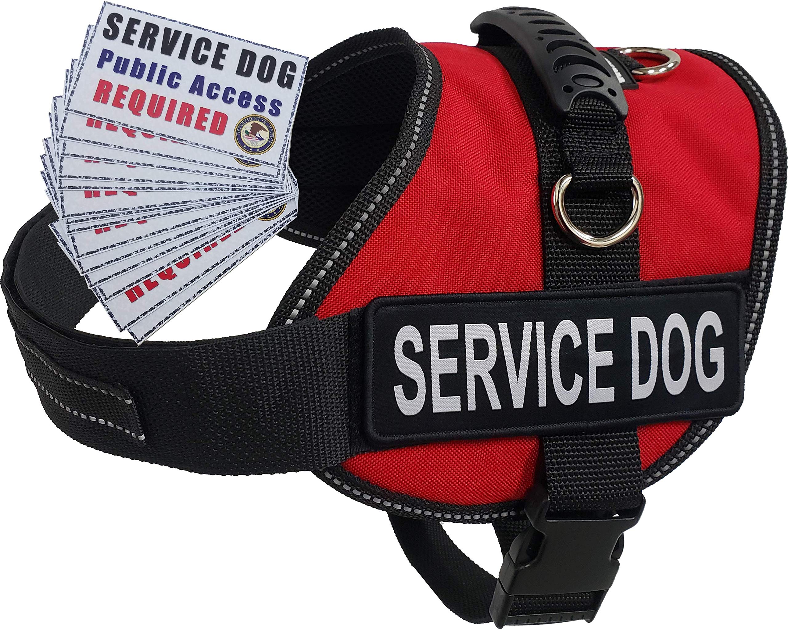 Activedogs Air-Tech Service Dog Vest Harness, Small Girth 19'-24' W/Handle, Ada Cards + Reflective Service Dog Patches - Red