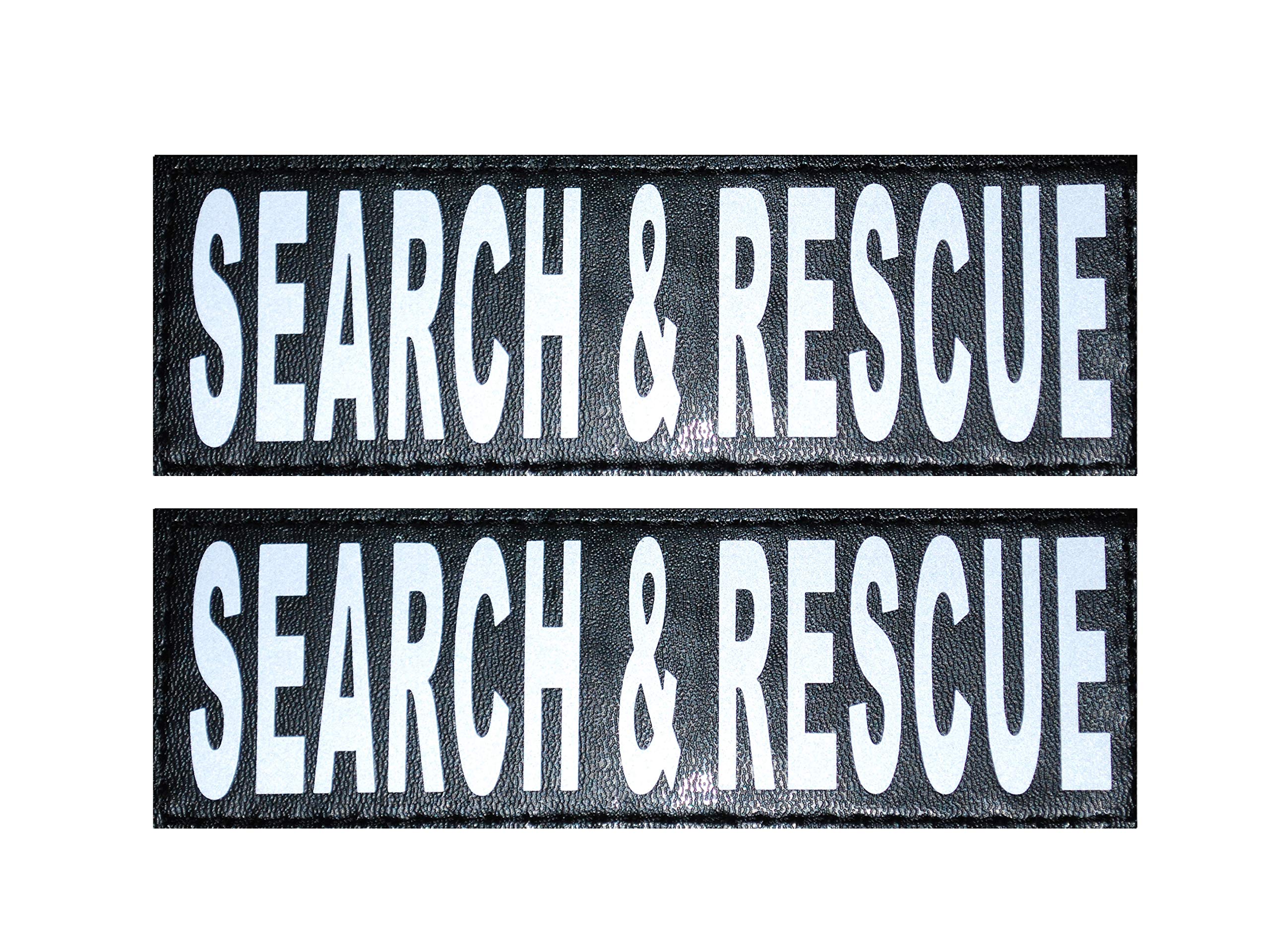 Set Of 2 Reflective Search & Rescue Patches For Service Dog Harnesses & Vests. (Medium 4' X 1.5')