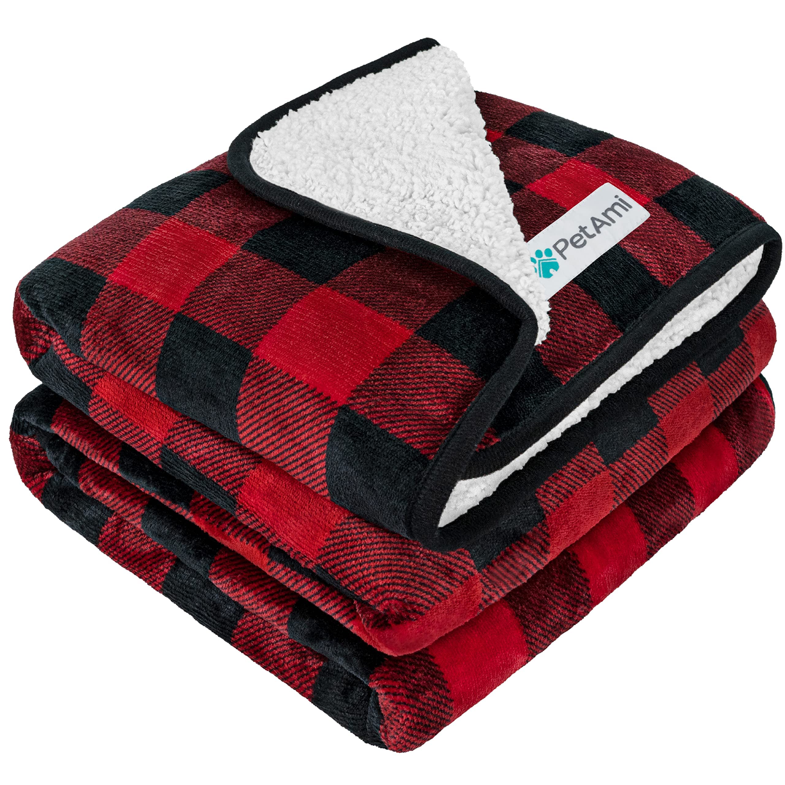 Petami Waterproof Dog Blanket For Medium Large Dogs, Pee Proof Pet Blanket For Bed Couch, Reversible Water Proof Blanket For Puppy Indoor Cat, Soft Dog Pee Crate Cover Washable, 60X80 Checkered Red