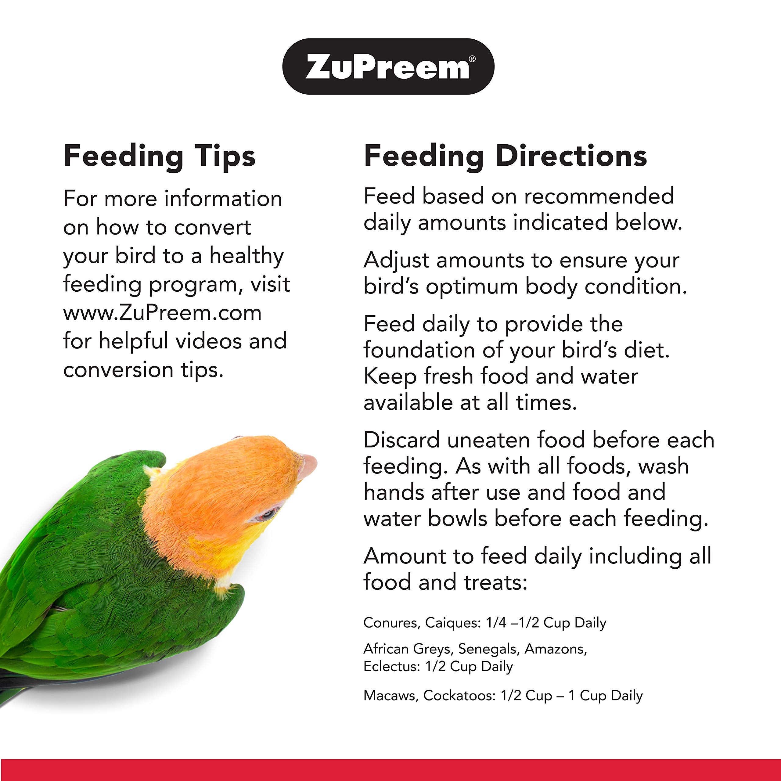 ZuPreem NutBlend Bird Pellets, Daily Bird Food for Parrot, Conure, Caique, African Grey, Eclectus, Small Cockatoo, Core Nutritio