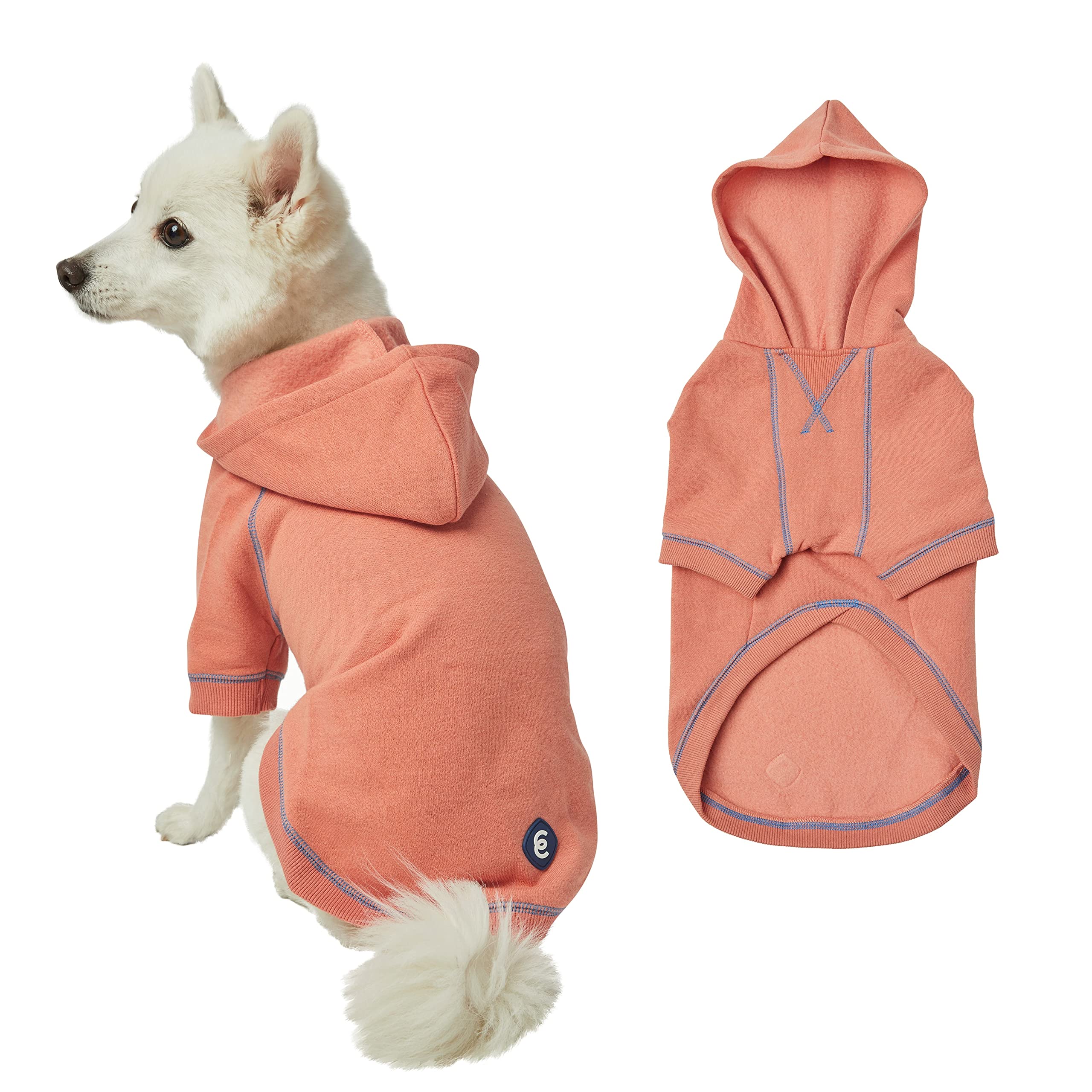 Blueberry Pet Essentials 2023 New Soft & Comfy Better Basic Cotton Blend Dog Hoodie Sweatshirt In Coral, Back Length 10', Pack Of 1 Jacket For Dogs