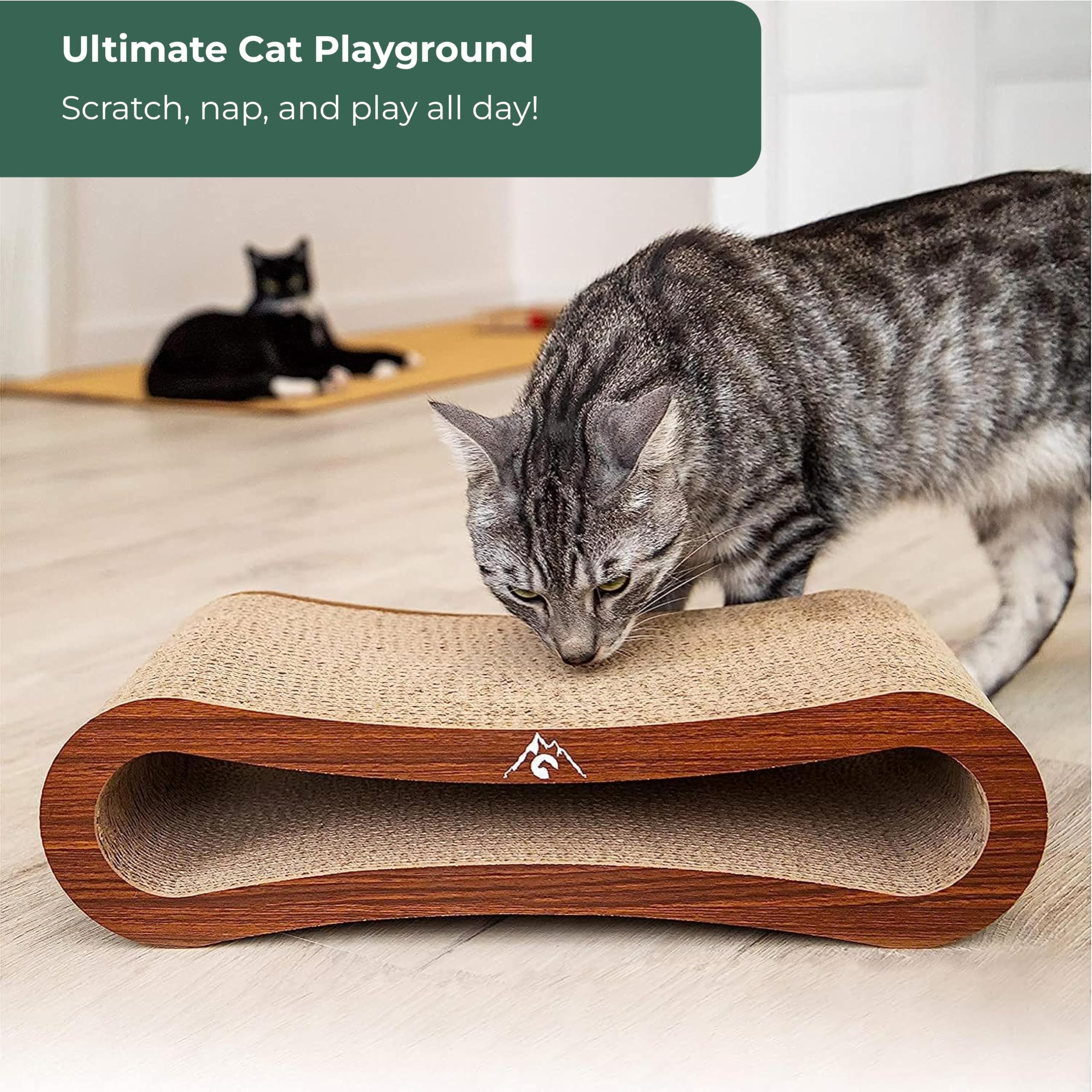 Pfotenolymp Premium Scratching Board/Scratch Lounge For Cats - Scratcher/Cat Scratching Pad - With Corrugated Board & Catnip - Cardboard Scratching Board