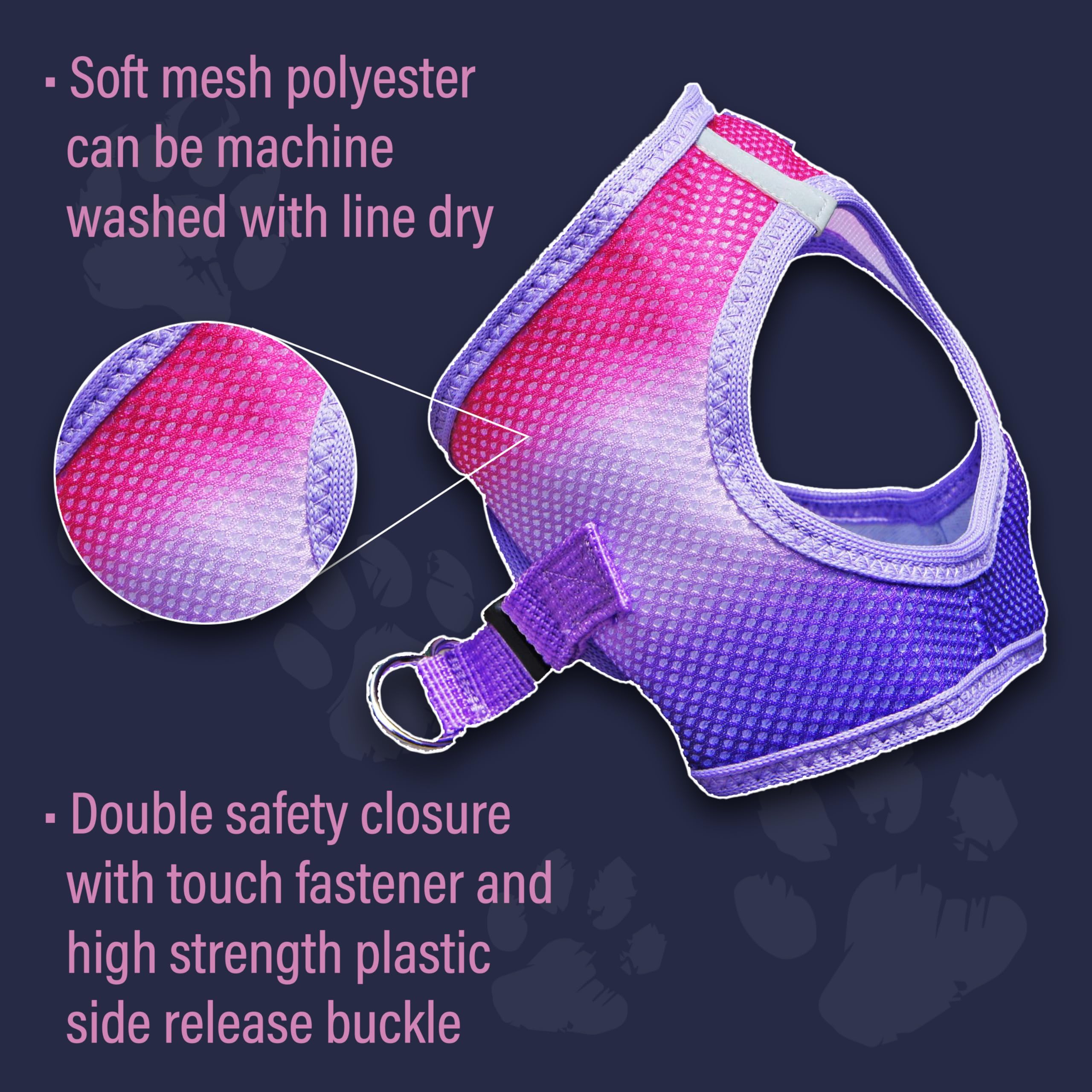 American River Choke Free Dog Harness Ombre Collection - Raspberry Sundae