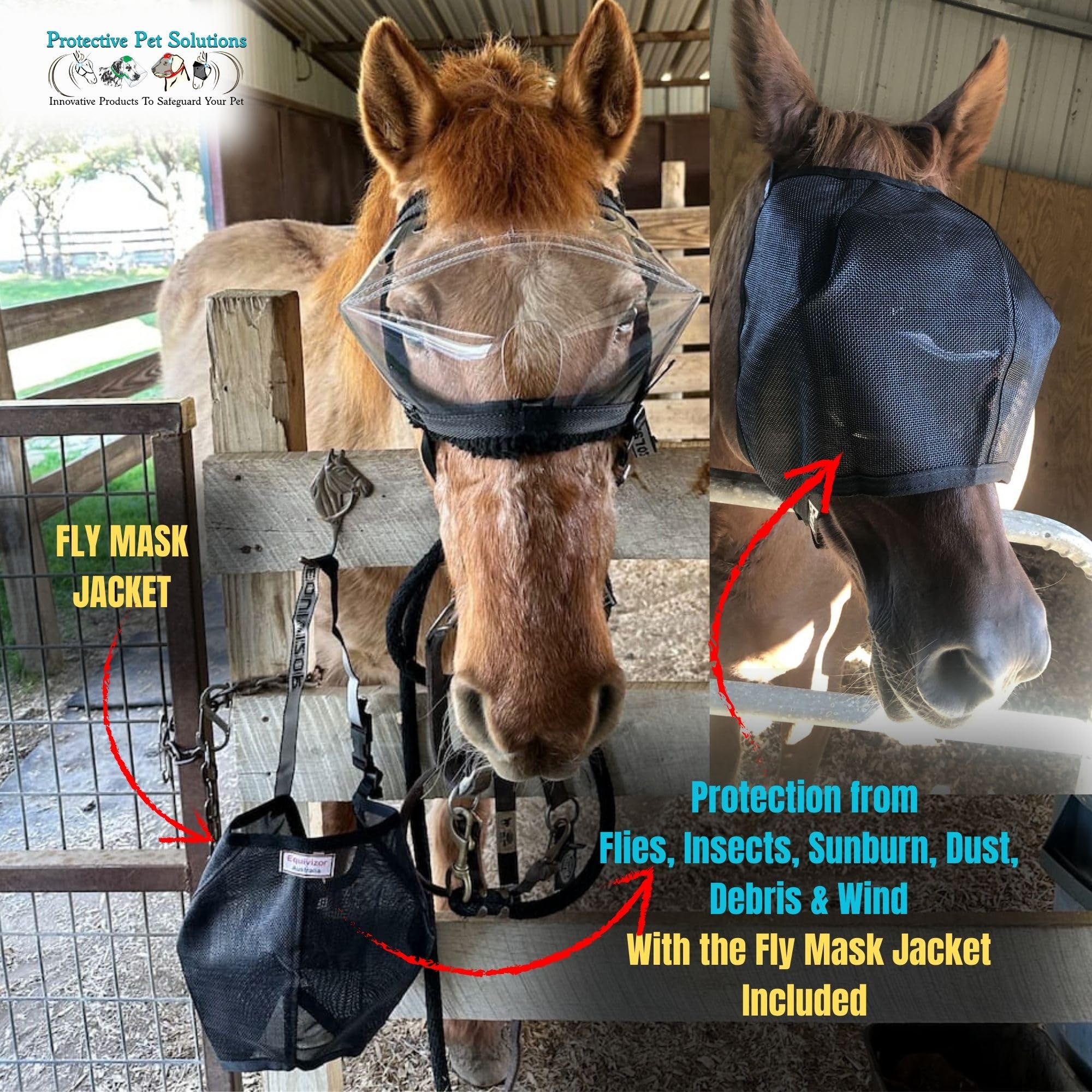 Recovery Vizor, (Size XL - Clear UV Tint) Medical and Preventative Horse Eye (Goggle) Protection Mask for Uveitis/Injury/Scratch