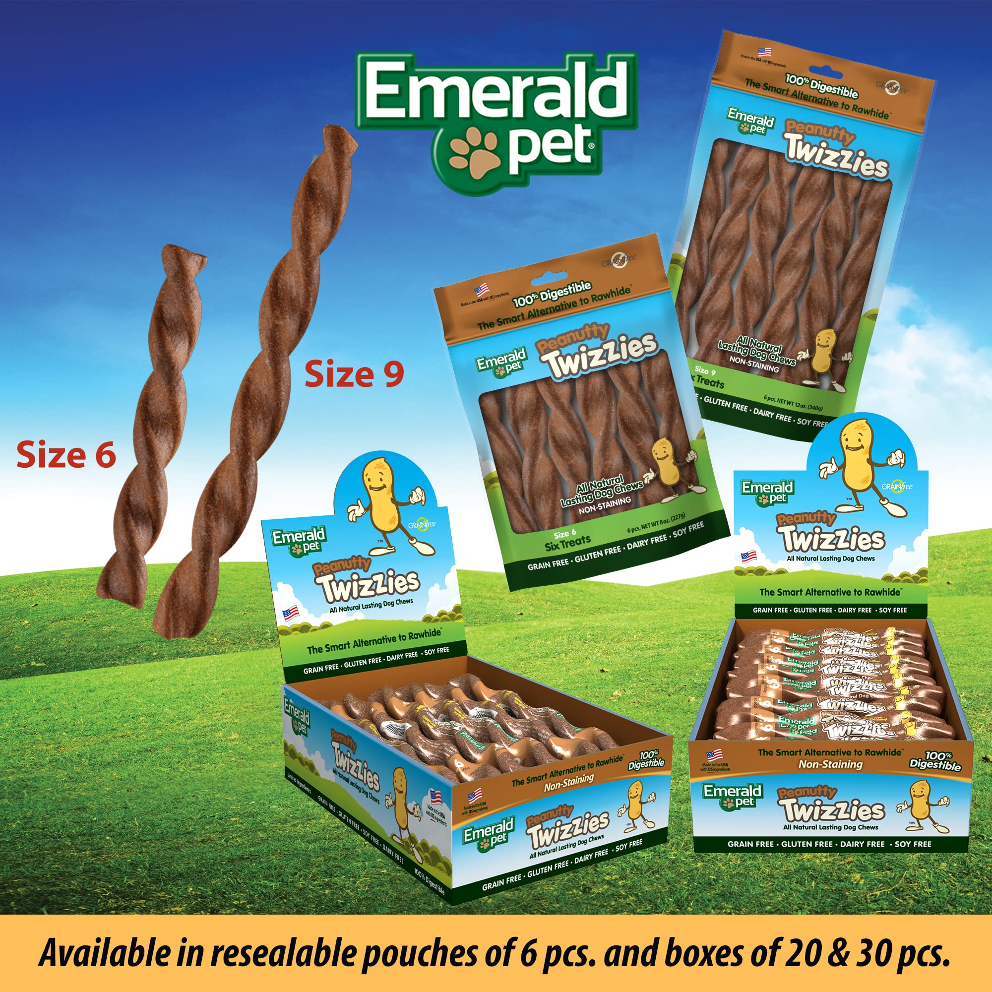 Emerald Pet Peanutty Twizzies Natural Dog Chews