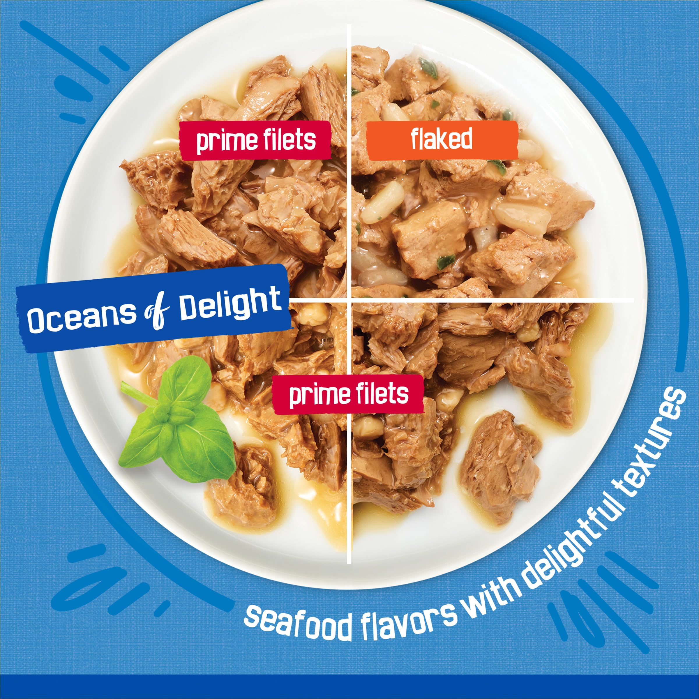 Purina Friskies Wet Cat Food Variety Pack, Oceans of Delight Flaked and Prime Filets - 48 ct. Can