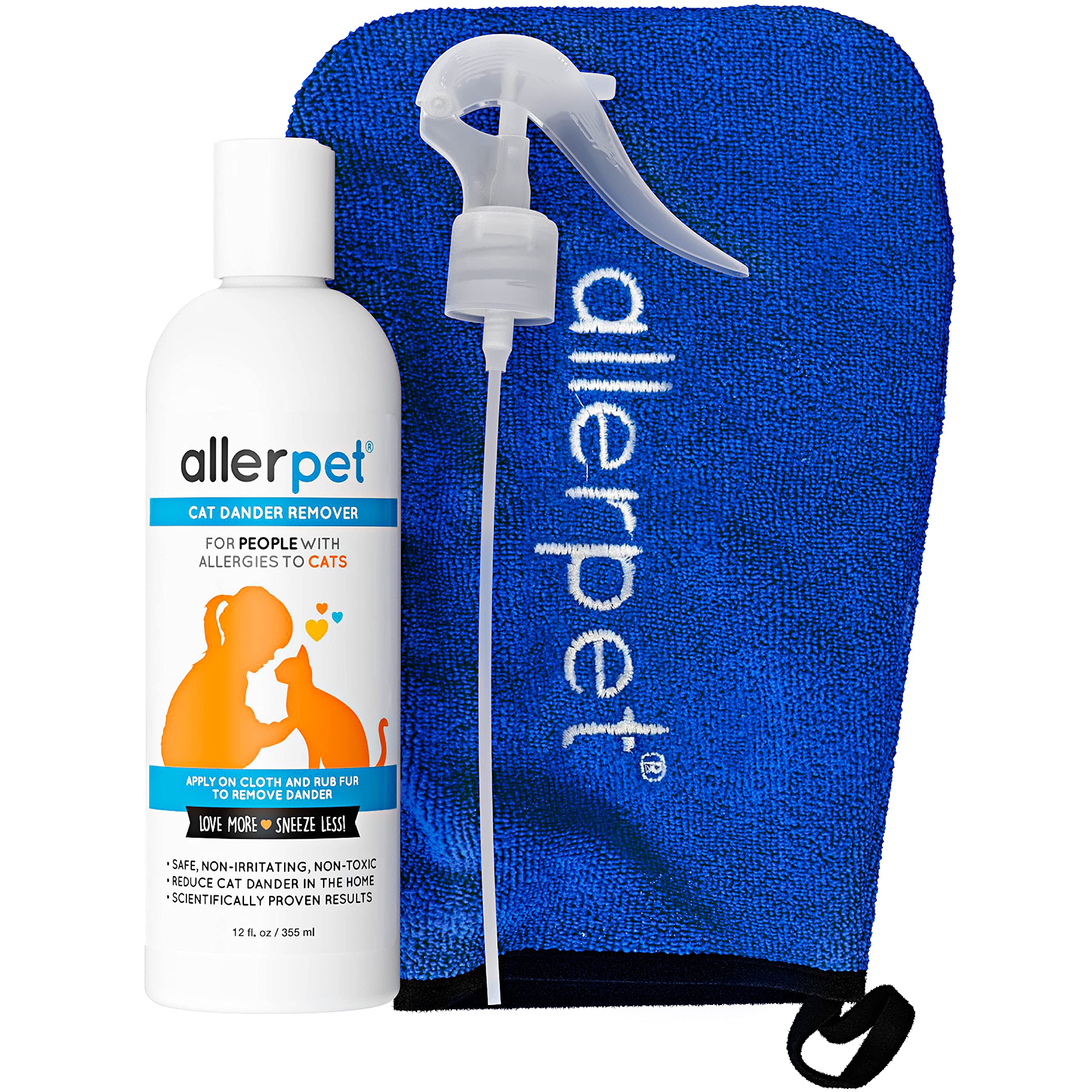 Allerpet Aloe Vera Free Cat Dander Remover - Pet Dander Allergy Relief, Natural & Safe Allergy Relief for Cats and Humans, Soothing Chamomile & Rosemary, Made in USA (12 oz) -Like New
