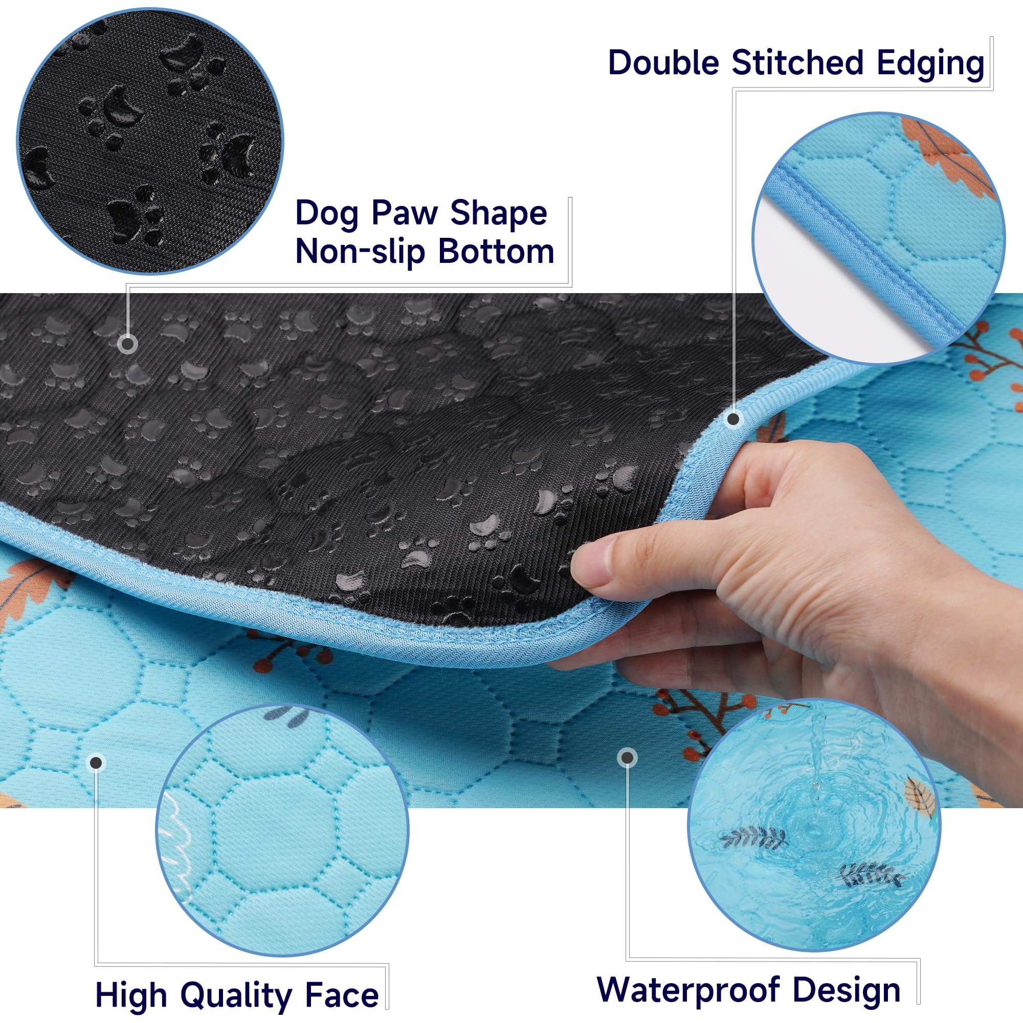 Sunheir Washable Pee Pads For Dogs 2-Pack Reusable Puppy Pads Pet Training Pads, Waterproof Dog Pee Pads For Crate, Whelping Pad