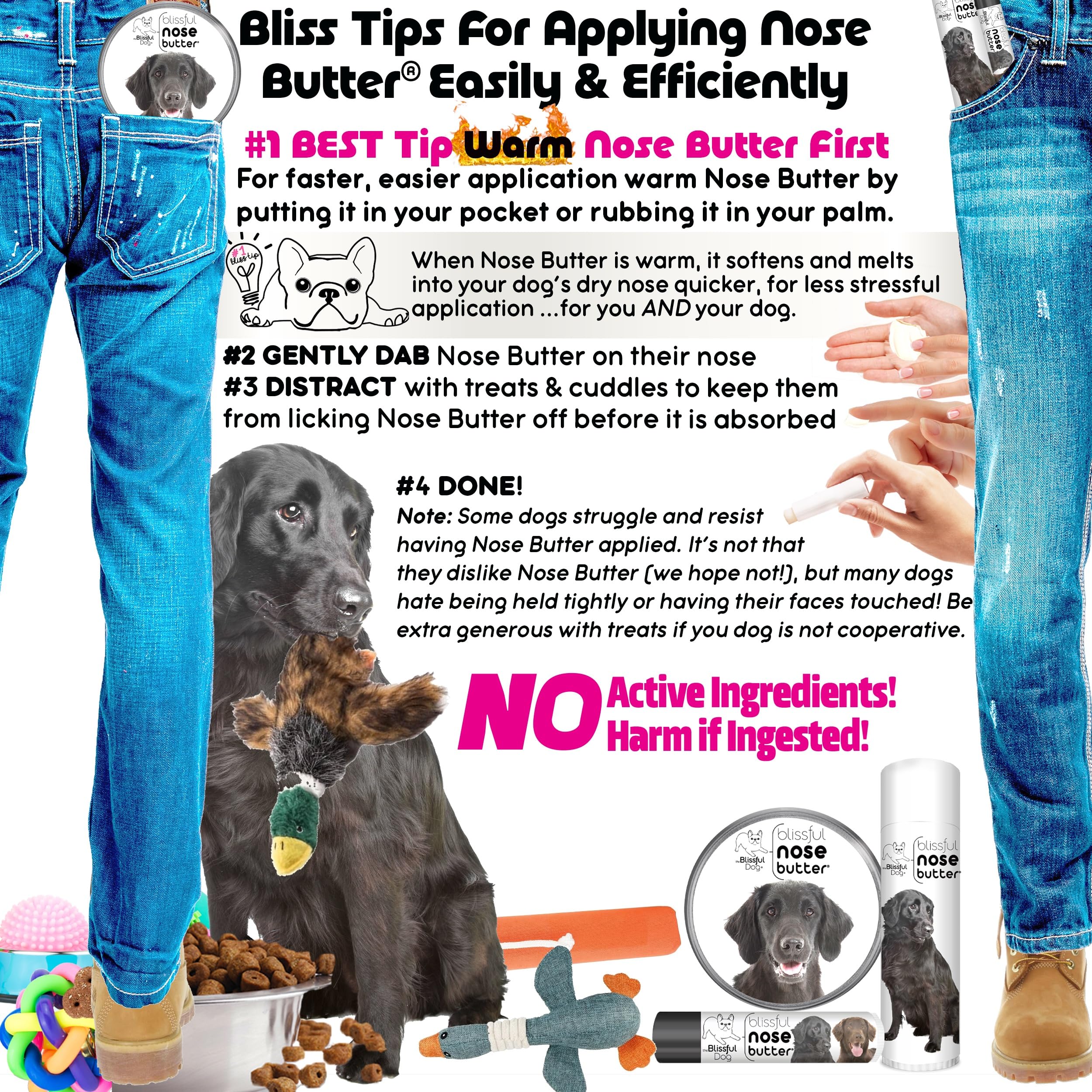 The Blissful Dog Flat-Coat Retriever Unscented Nose Butter - Dog Nose Butter, 1 Ounce