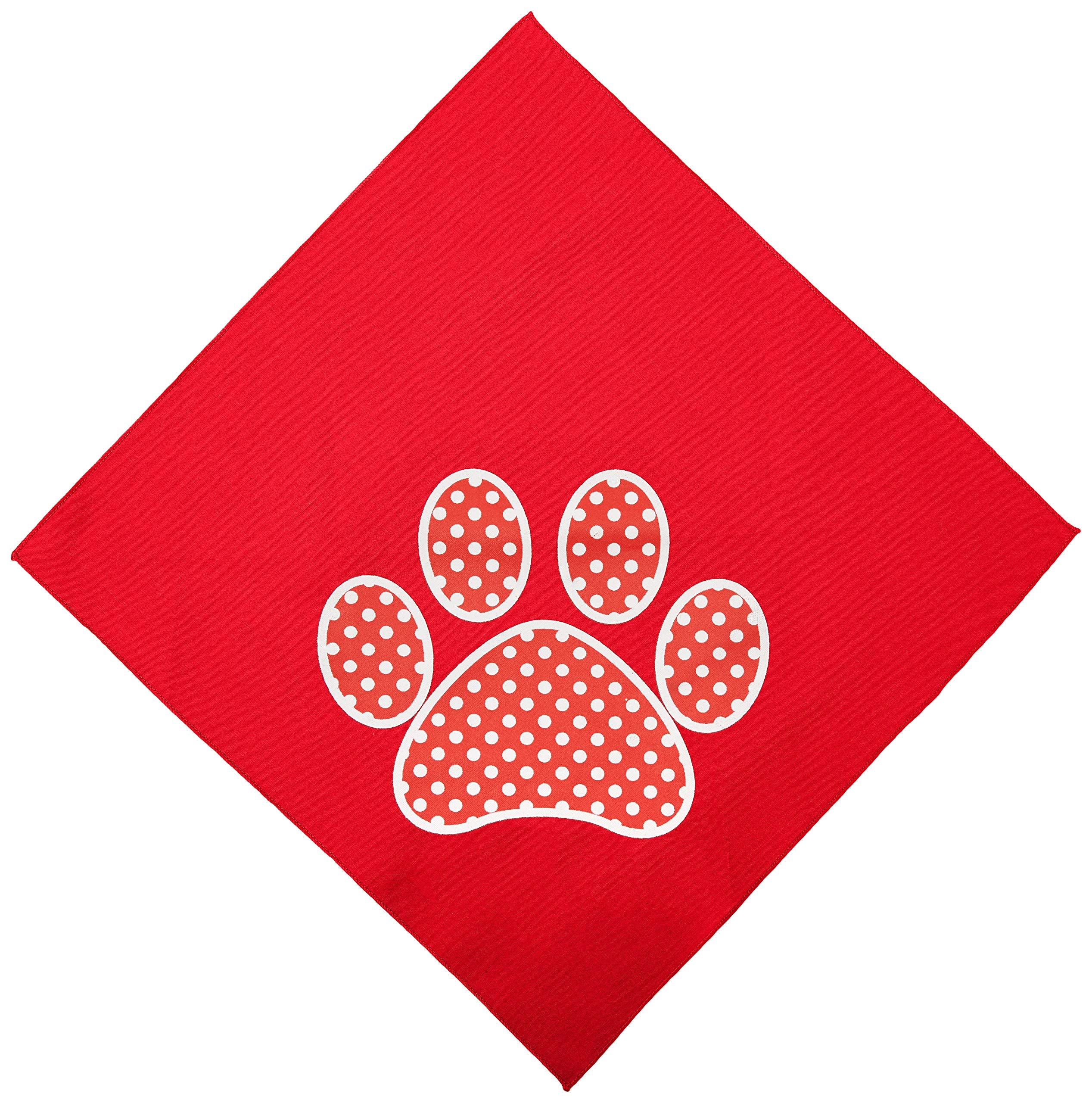 Pet and Dog Bandana Screen Printed, Red Swiss Dot Paw Red Small