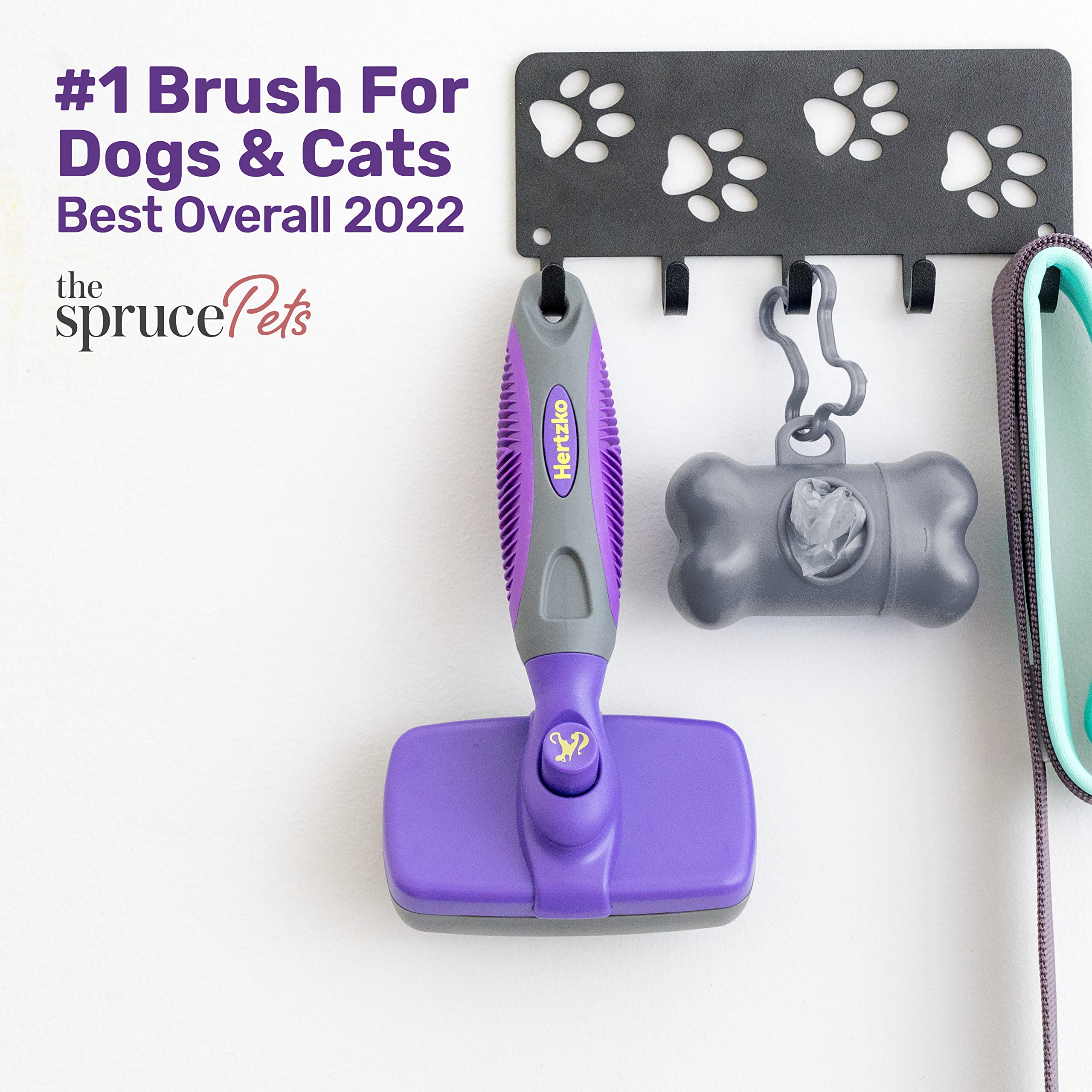 Hertzko Dog & Cat Brush, Dog Brush For Shedding, Cat & Dog Grooming, Self Cleaning Slicker Brush For Pets, Grooming Brushes For