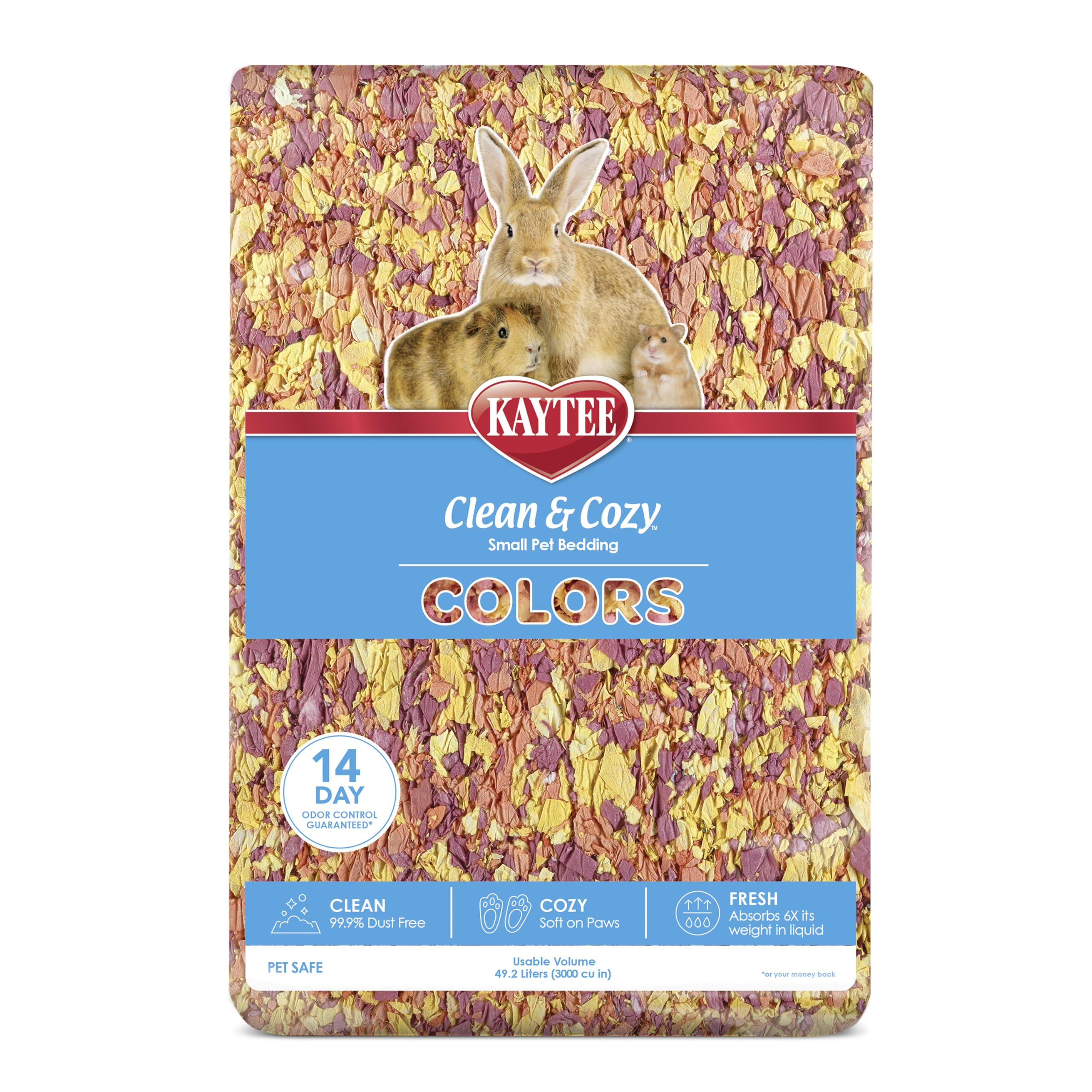 Kaytee Clean & Cozy Colors, Small Animal Bedding With Extreme Odor Control, Sunset 49.2 Liters