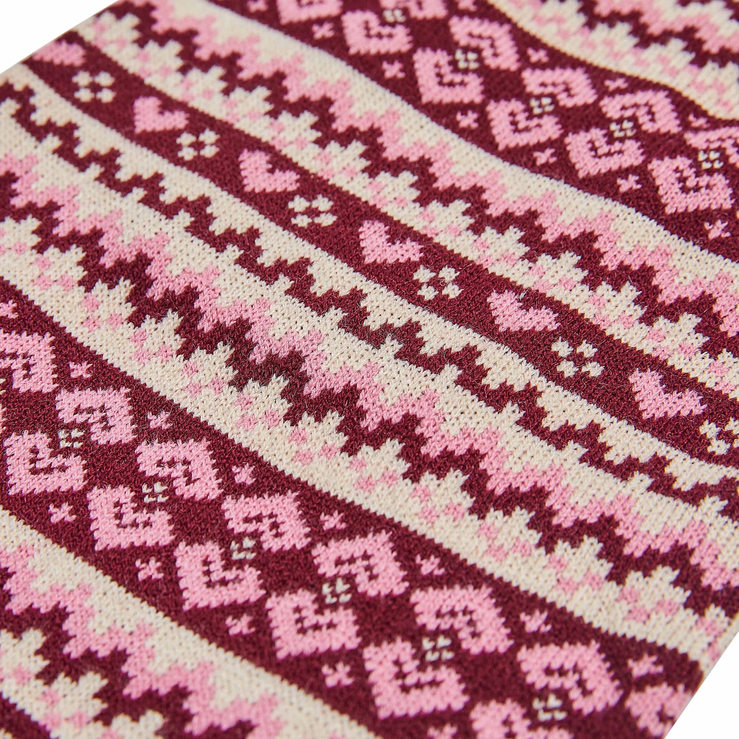 Blueberry Pet Heart Designer Everyday Turtleneck Fair Isle Fall Winter Pullover Dog Sweater In Pink, Back Length 20', Warm Clothes For Large Dogs