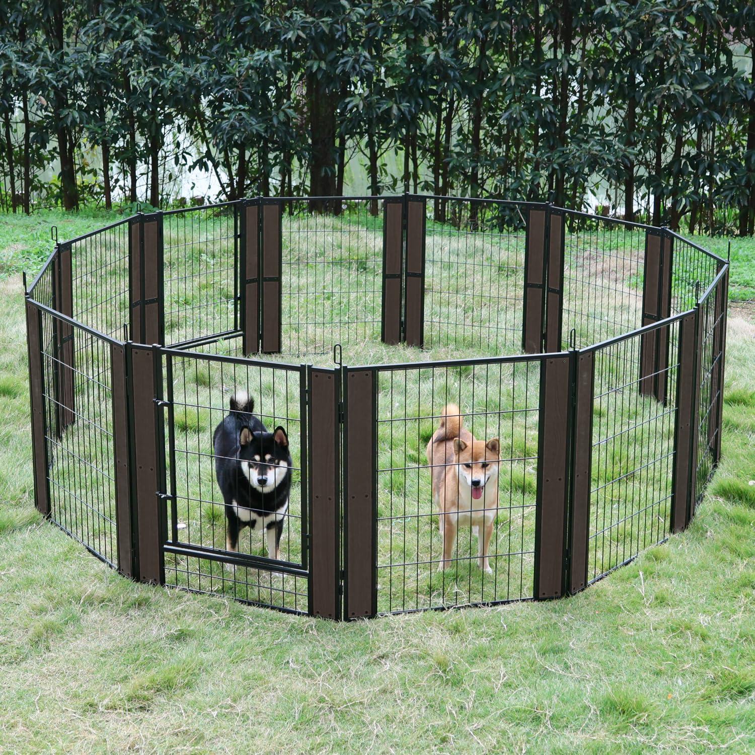 Rypetmia Heavy Duty Dog Playpen - 32 Inch Height - Indoor/Outdoor Pet Fence - Foldable Exercise Pen For Medium & Small Dogs - Bl