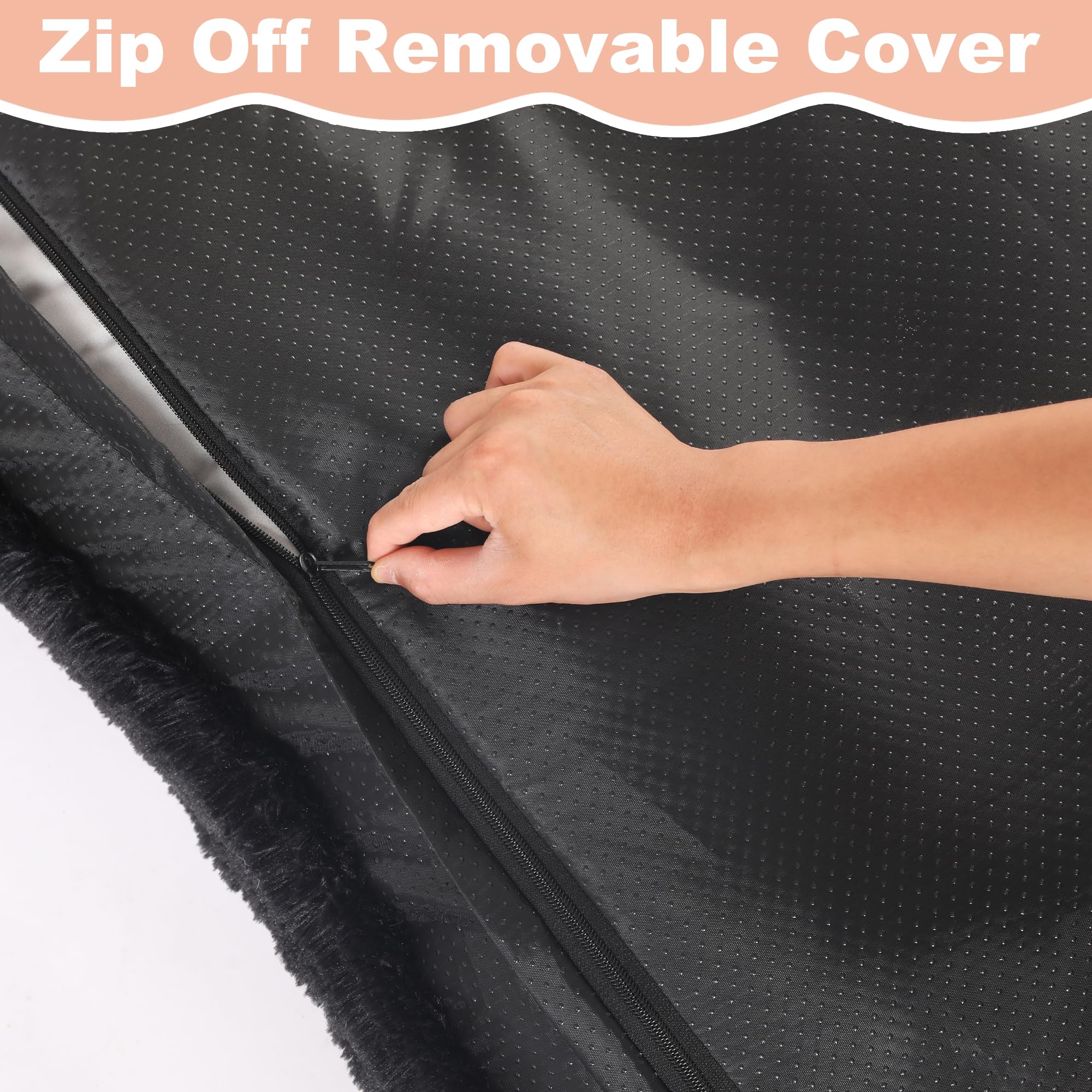 Bedfolks Waterproof Dog Crate Pad, Plush Washable Dog Kennel Bed - 35''X23'', Black
