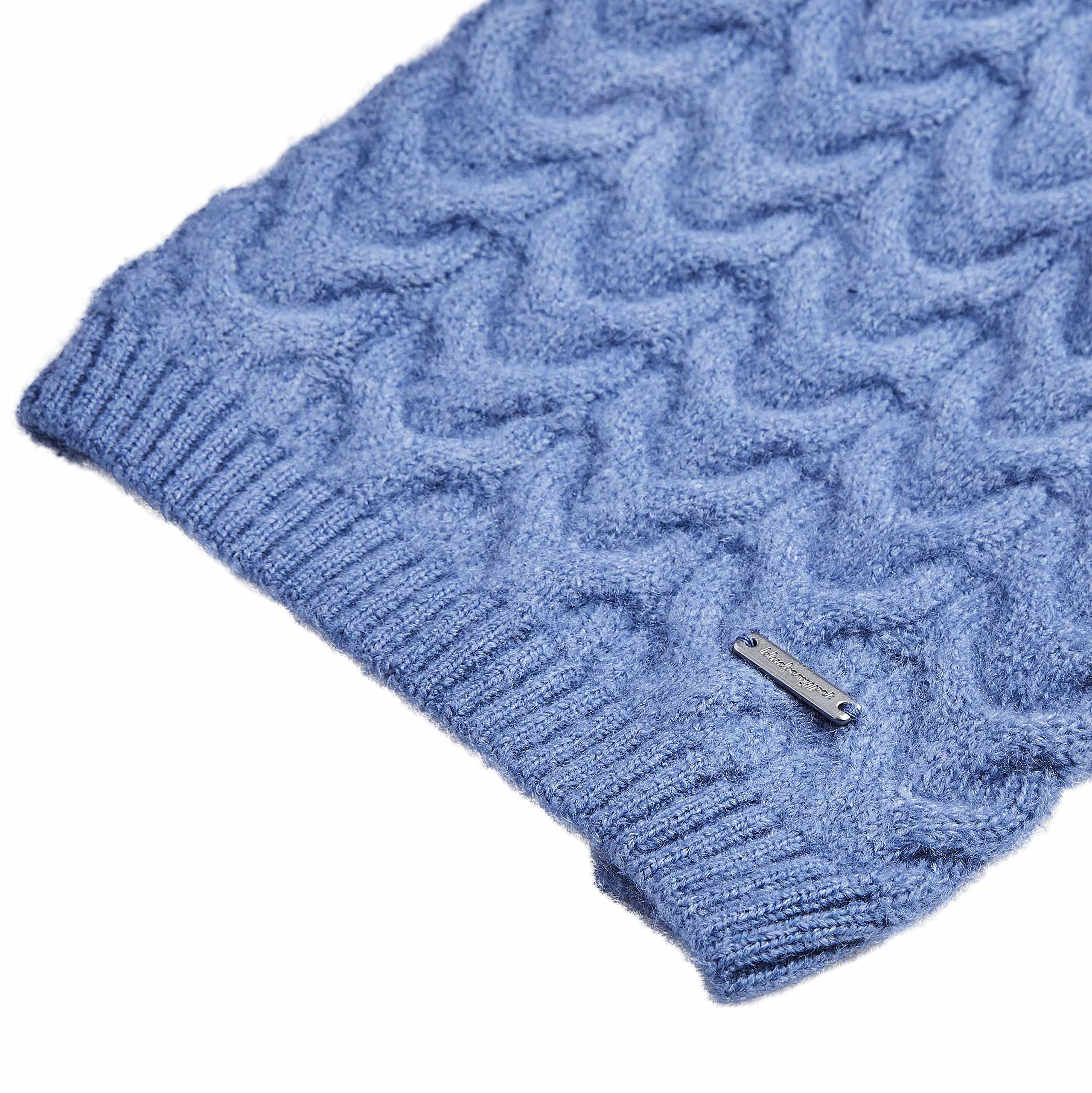 Blueberry Pet Classic Fuzzy Textured Knit Pullover Turtle-Neck Dog Sweater In Heather Blue, Back Length 16', Pack Of 1 Clothes For Dogs