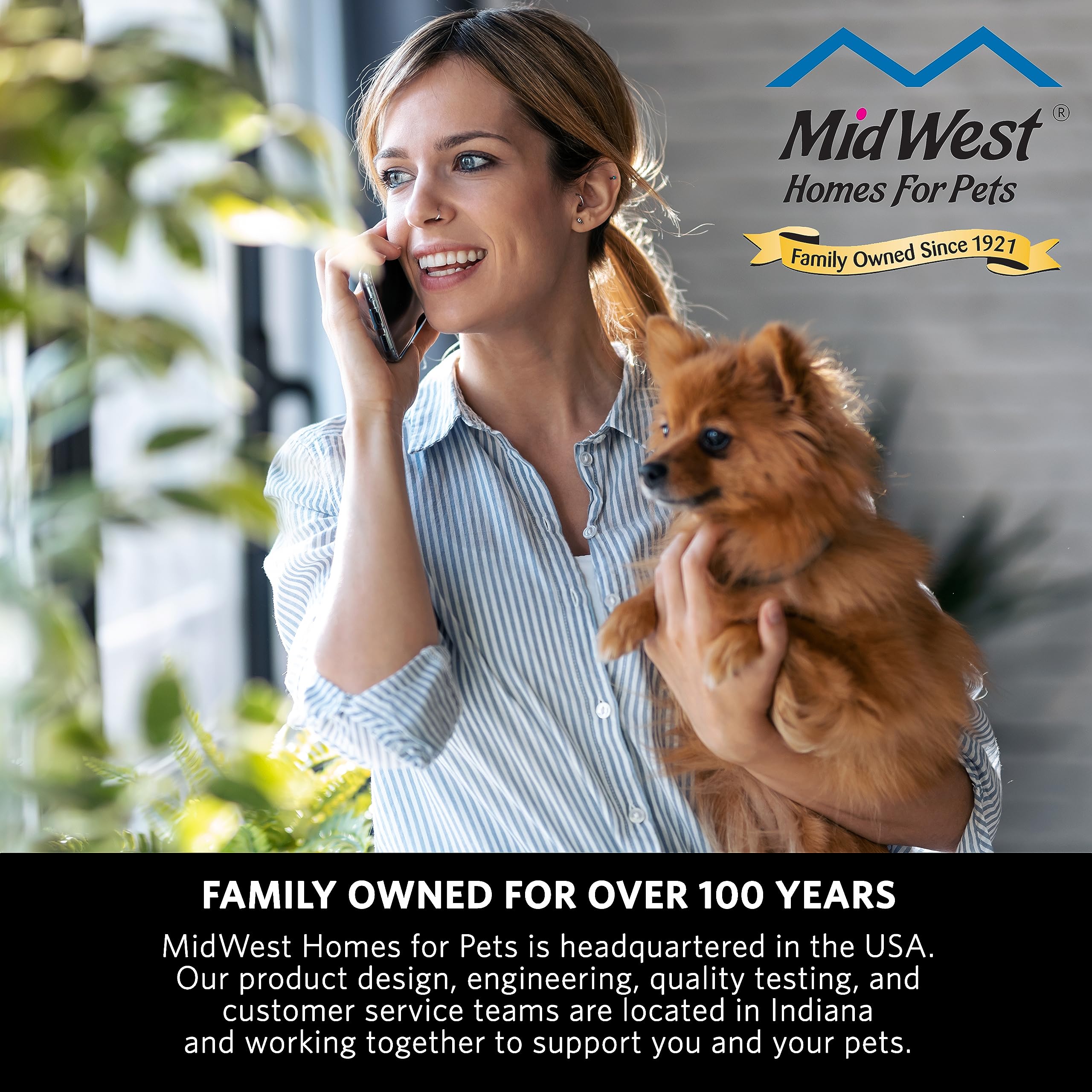 Midwest Homes For Pets Wire Mesh Pet Safety Gate, Pressure Mounted Dog Gate Measures 44 Inches Tall & Expands To 29-50 Inches Wide, Natural Wood & White Powder Coated Wire Mesh