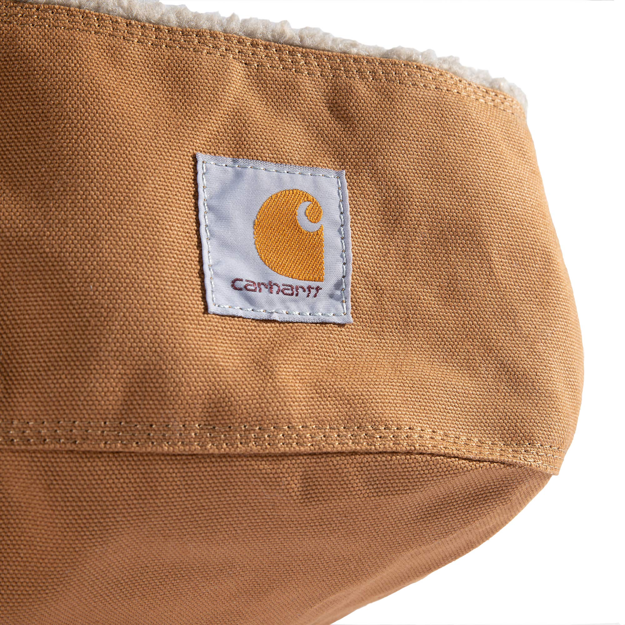 Carhartt Firm Duck Dog Bed, Durable Canvas Pet Bed With Water-Repellent Shell, Carhartt Brown With Sherpa Top, Large