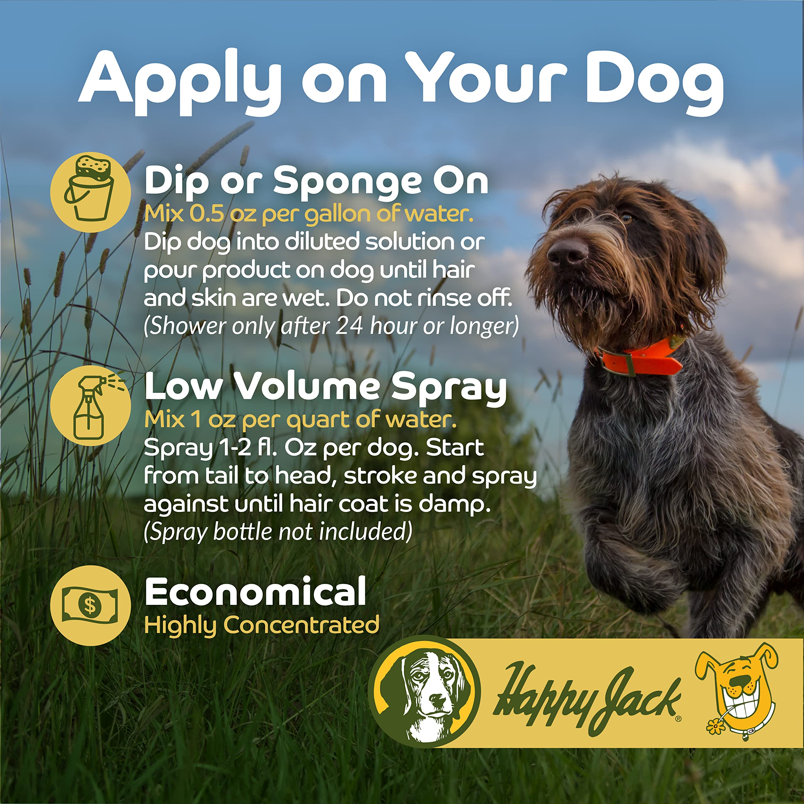 HAPPY JACK Kennel Dip Flea & Tick Treatment Spray for Dogs, 16oz, 30-Day Control, Made in USA