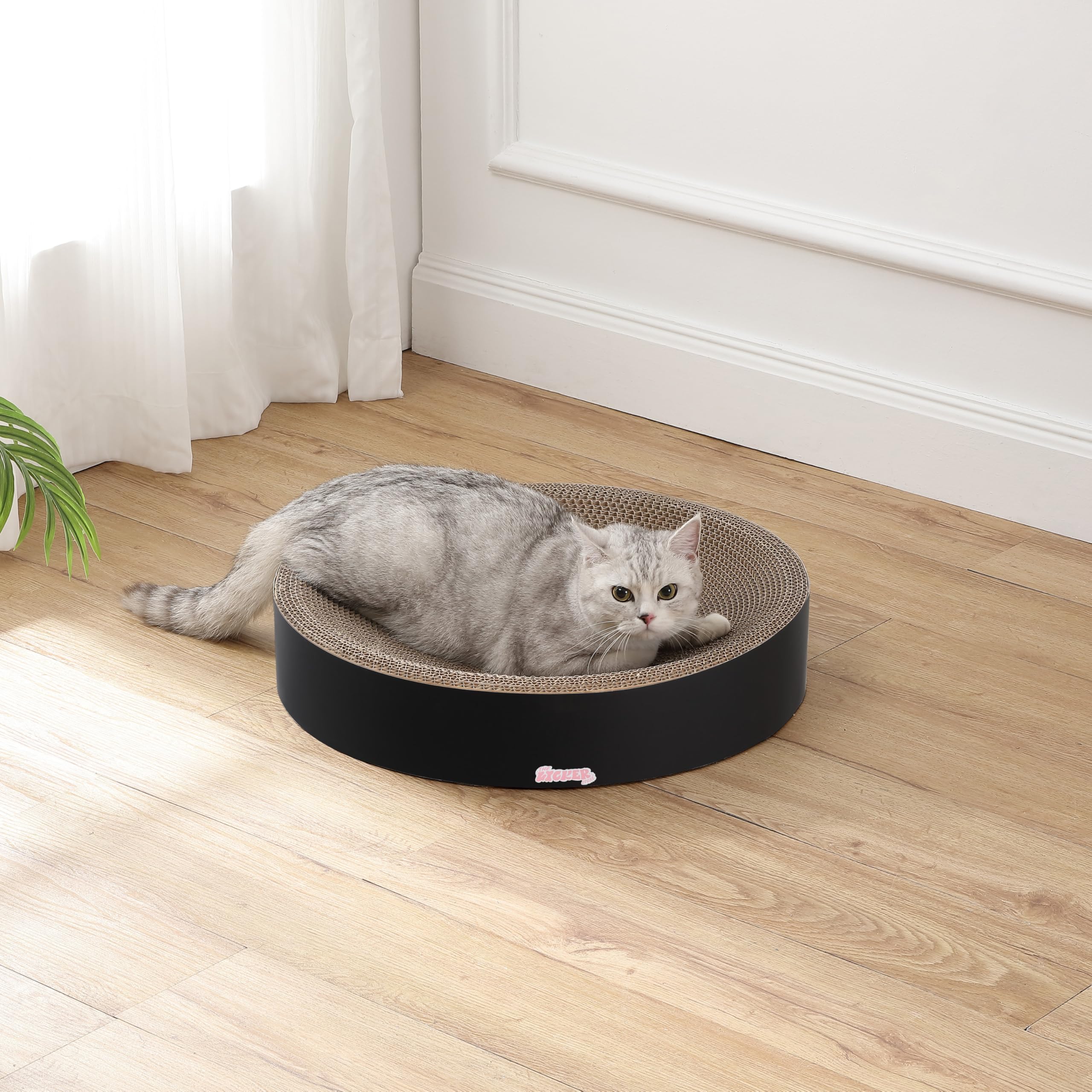 The Licker Store Csr1010H Nelson 20.13'' Modern Cardboard Round Bowl Cat Scratcher With Catnip, Ink