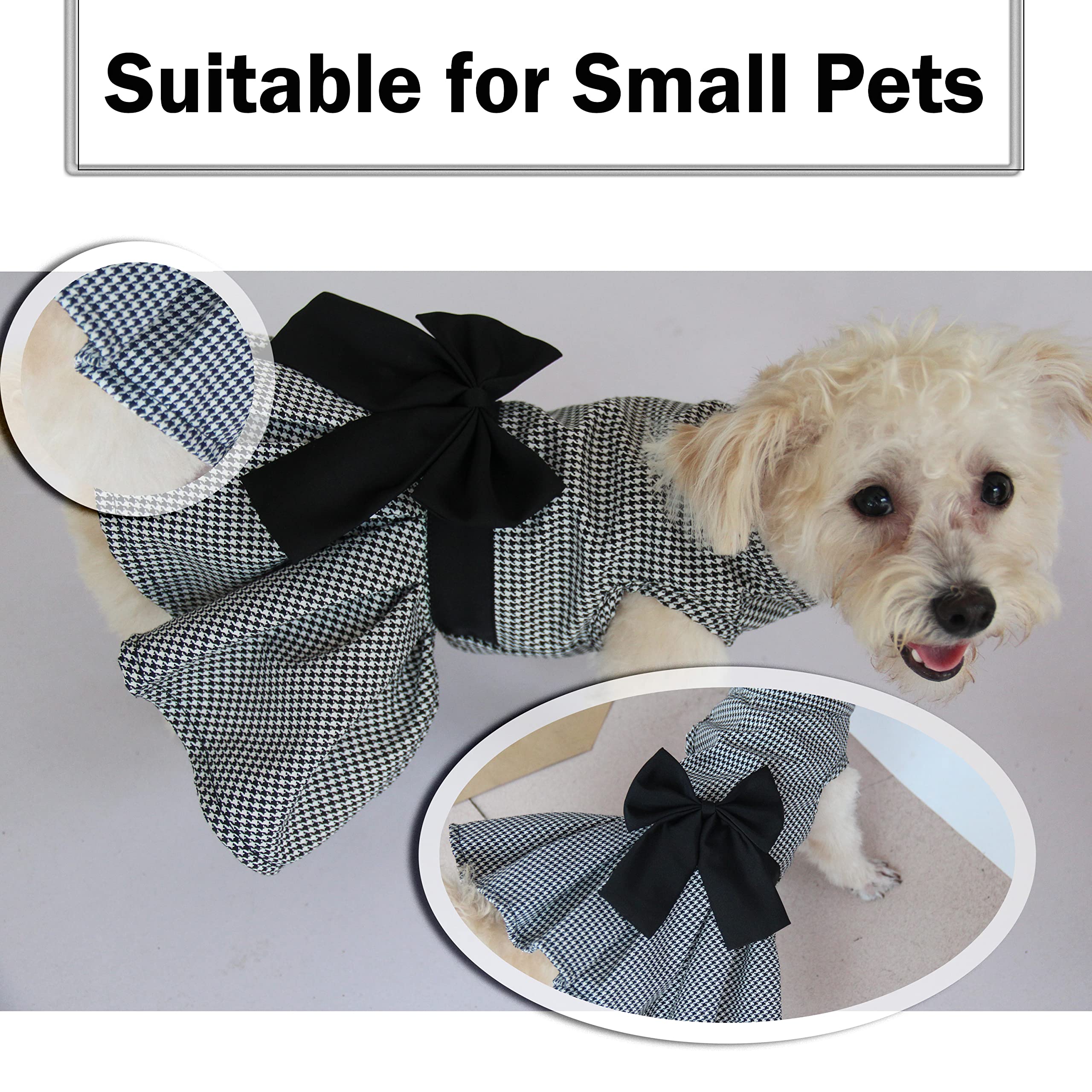 Dog Dress With Bowknot, Fashional All Weather Puppy Clothes Wedding Holiday Princess Pet Dresses For Small Dogs Cats Girl (Mediu