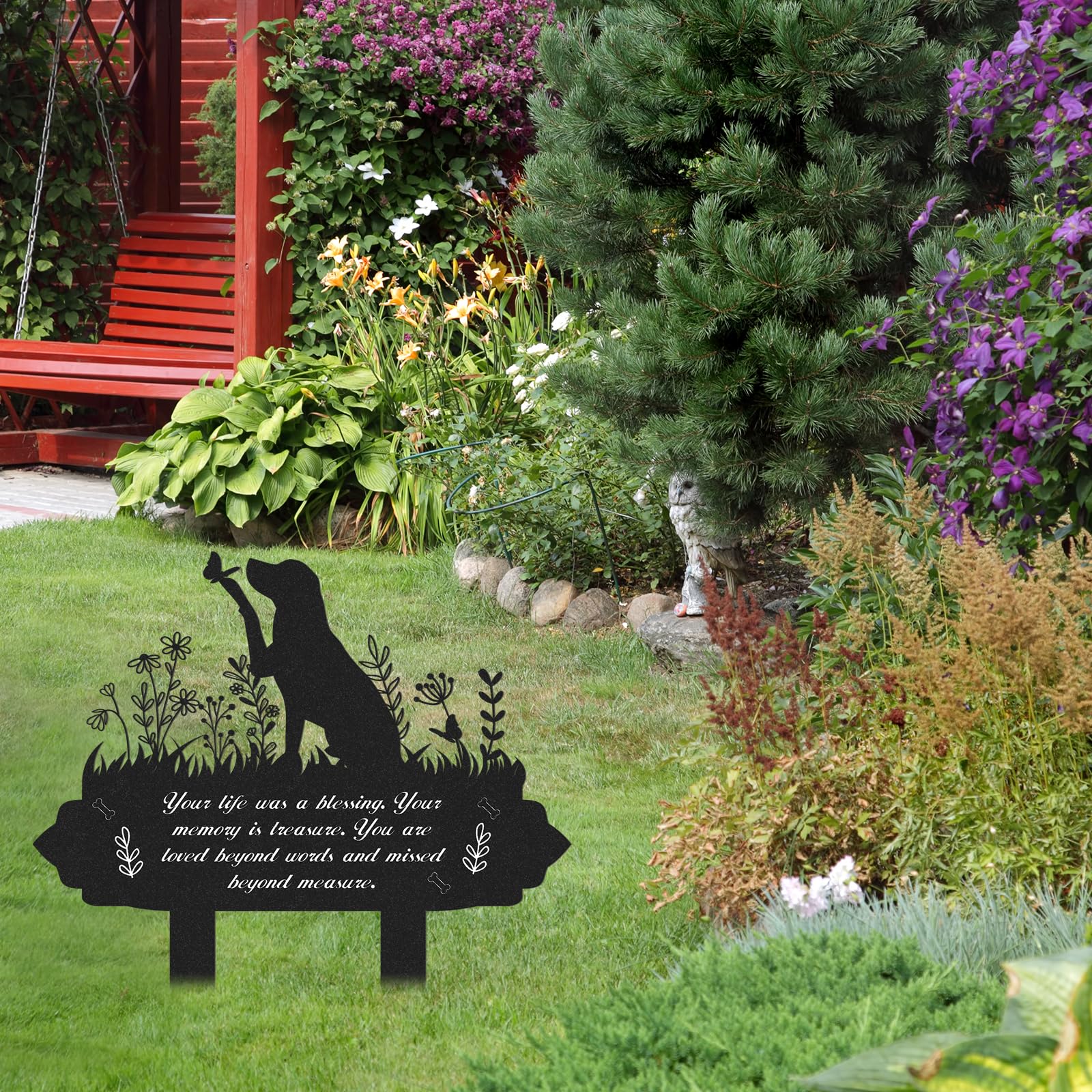 Rngmsi Memorial Pet Grave Markers, Metal Dog Markers Garden Grave Decorations For Cemetery, Waterproof Stakes Plaque Pets Headst