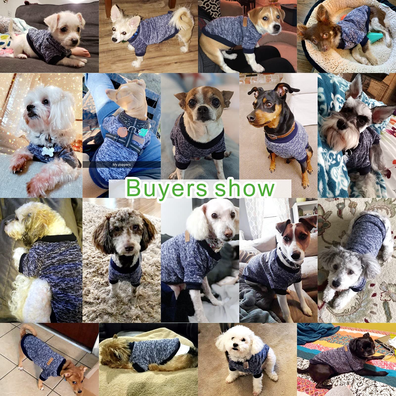 Jecikelon Pet Dog Clothes Dog Sweater Soft Thickening Warm Pup Dogs Shirt Winter Puppy Sweater For Dogs (Navy Blue, L)