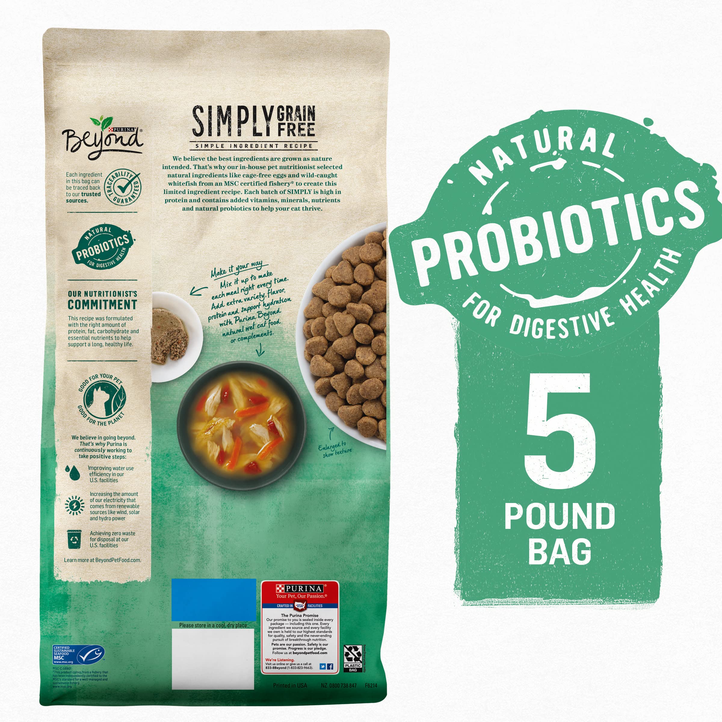 Purina Beyond Grain Free, Natural Dry Cat Food, Simply Grain Free Wild Caught Whitefish & Cage Free Egg Recipe - 5 lb. Bag