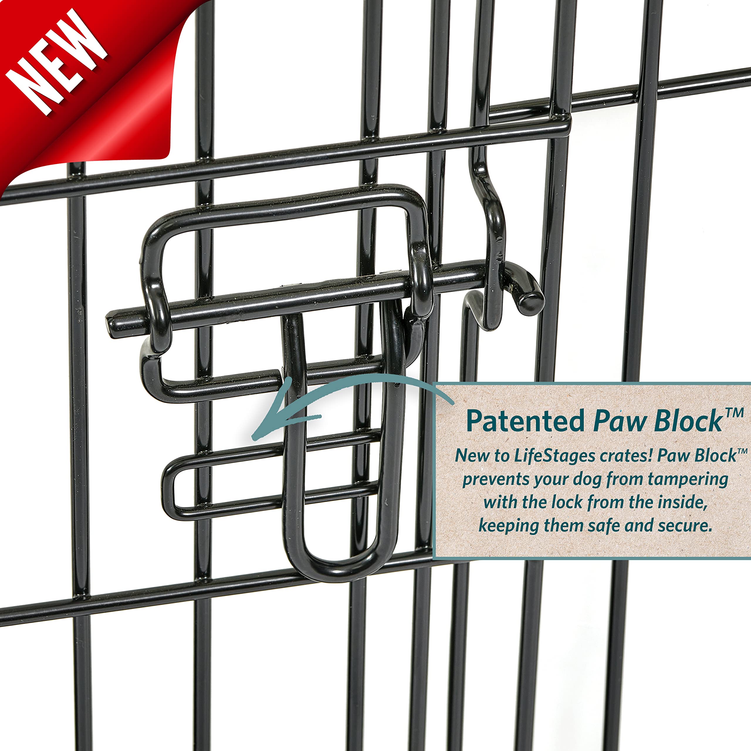 Midwest Homes For Pets Dog Crate | Life Stages 36' Folding Metal Divider Panel, Floor Protecting Feet, Leak-Proof Pan 36L X 23W 25H Inches, Intermediate Breed, Black