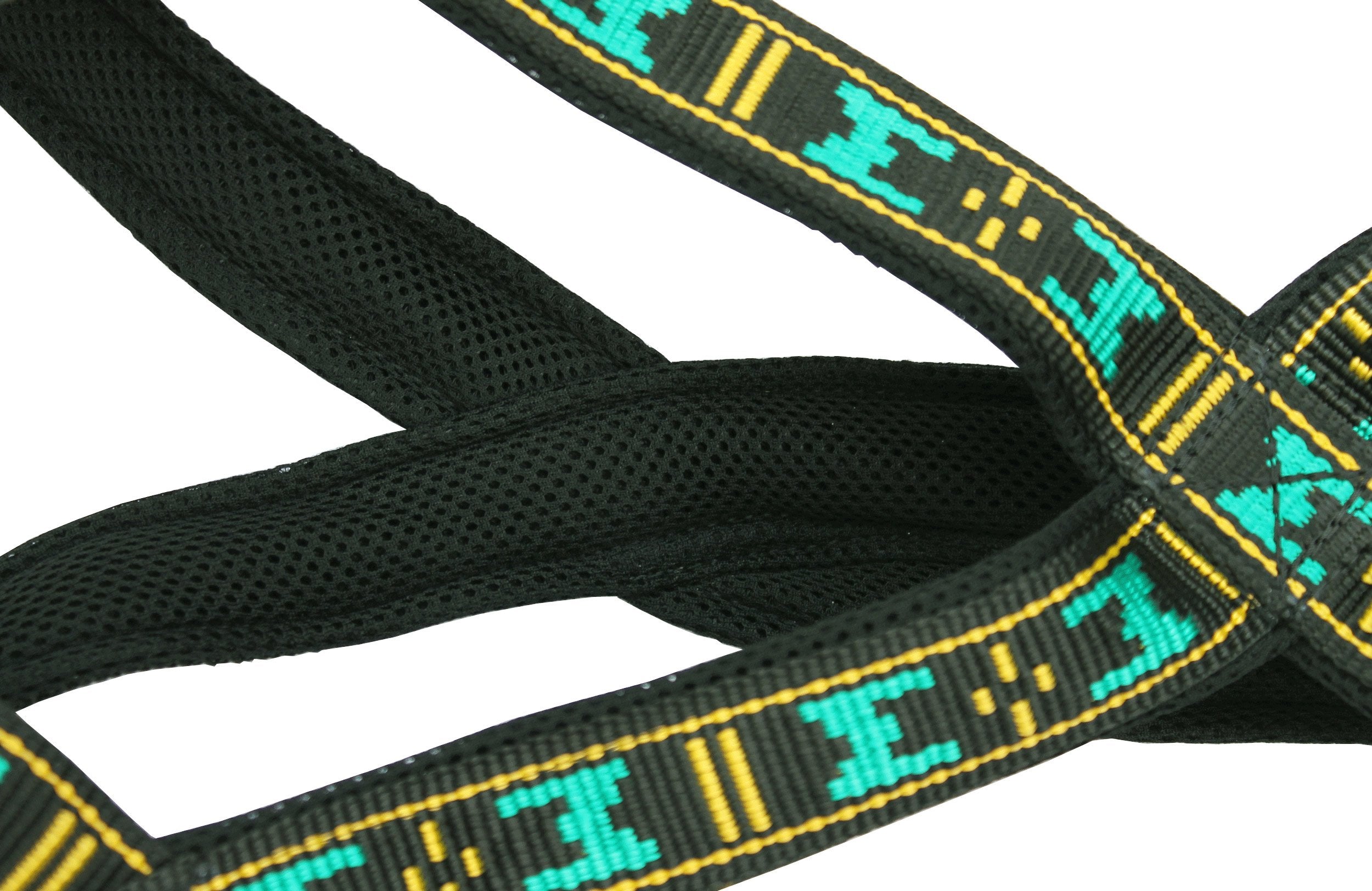 Weight Pulling Sledding Dog Harness X-Back Style Medium, Black/Green, 19.5 Neck Circumference
