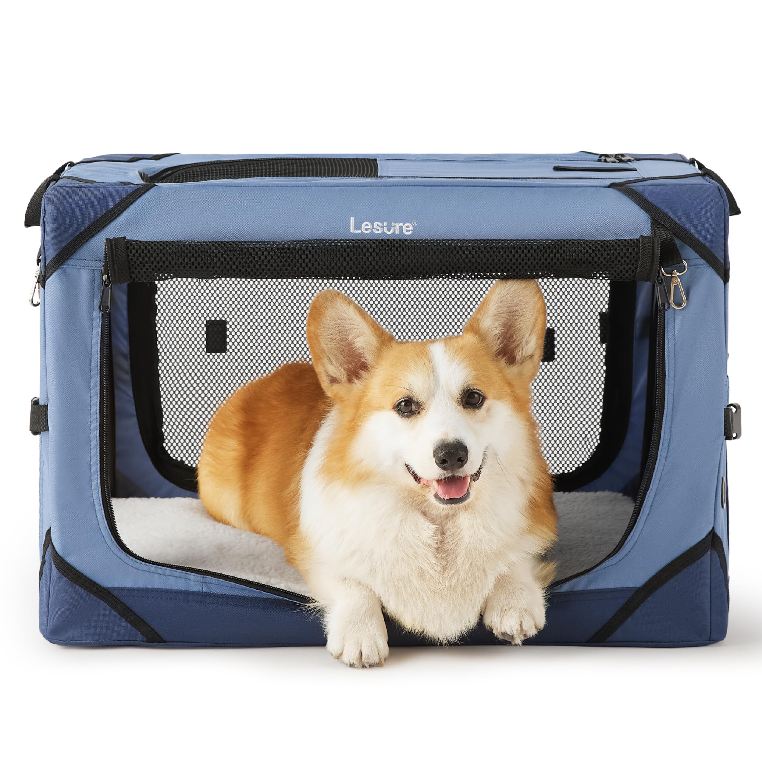 Lesure Collapsible Dog Crate - Portable Travel Kennel For Small Dog, 4-Door Pet Crate With Durable Mesh Windows, Indoor & Outdoo