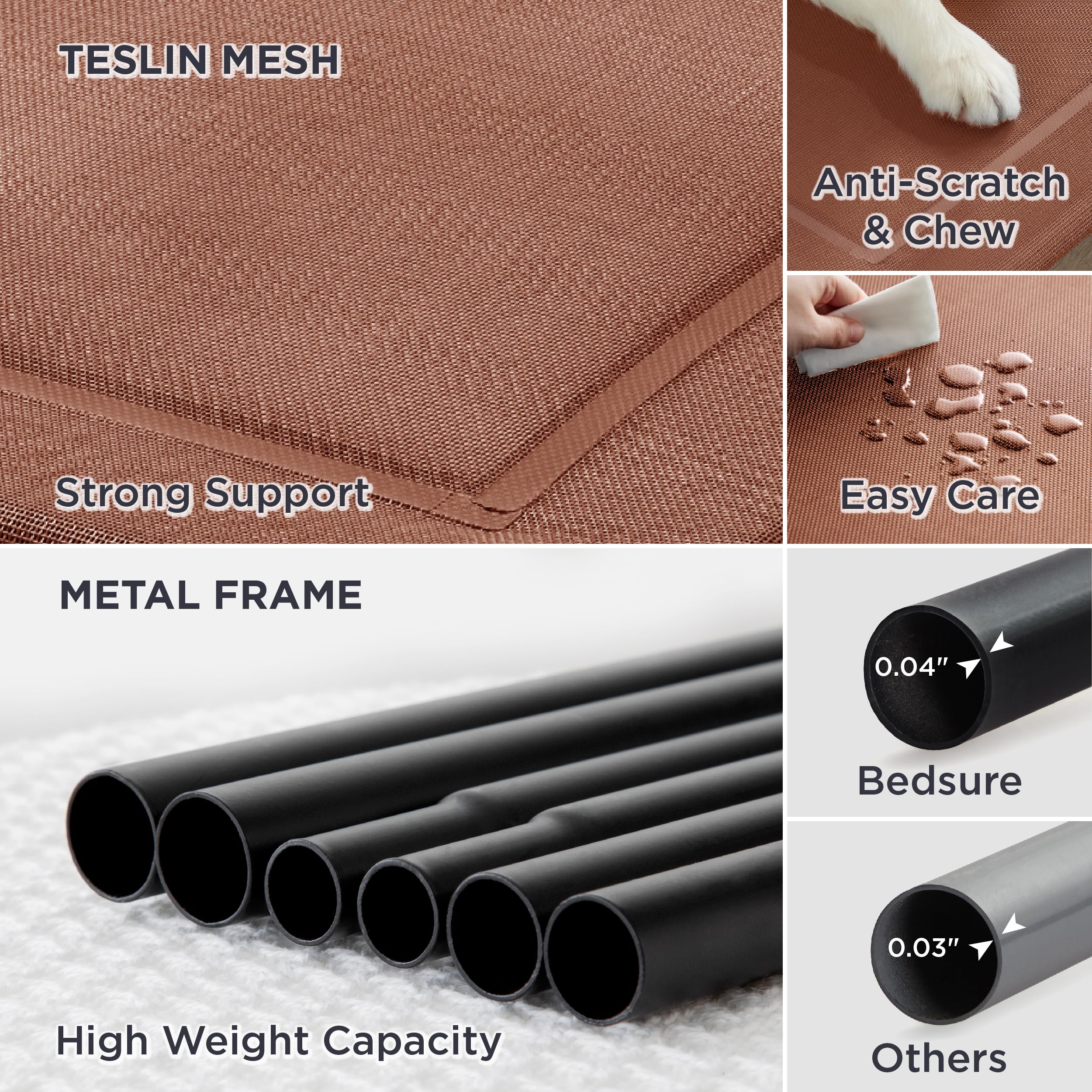 Bedsure Medium Elevated Cooling Outdoor Dog Bed - Raised Cots For Medium Dogs, Portable Indoor & Outdoor Pet Hammock Bed With Sk