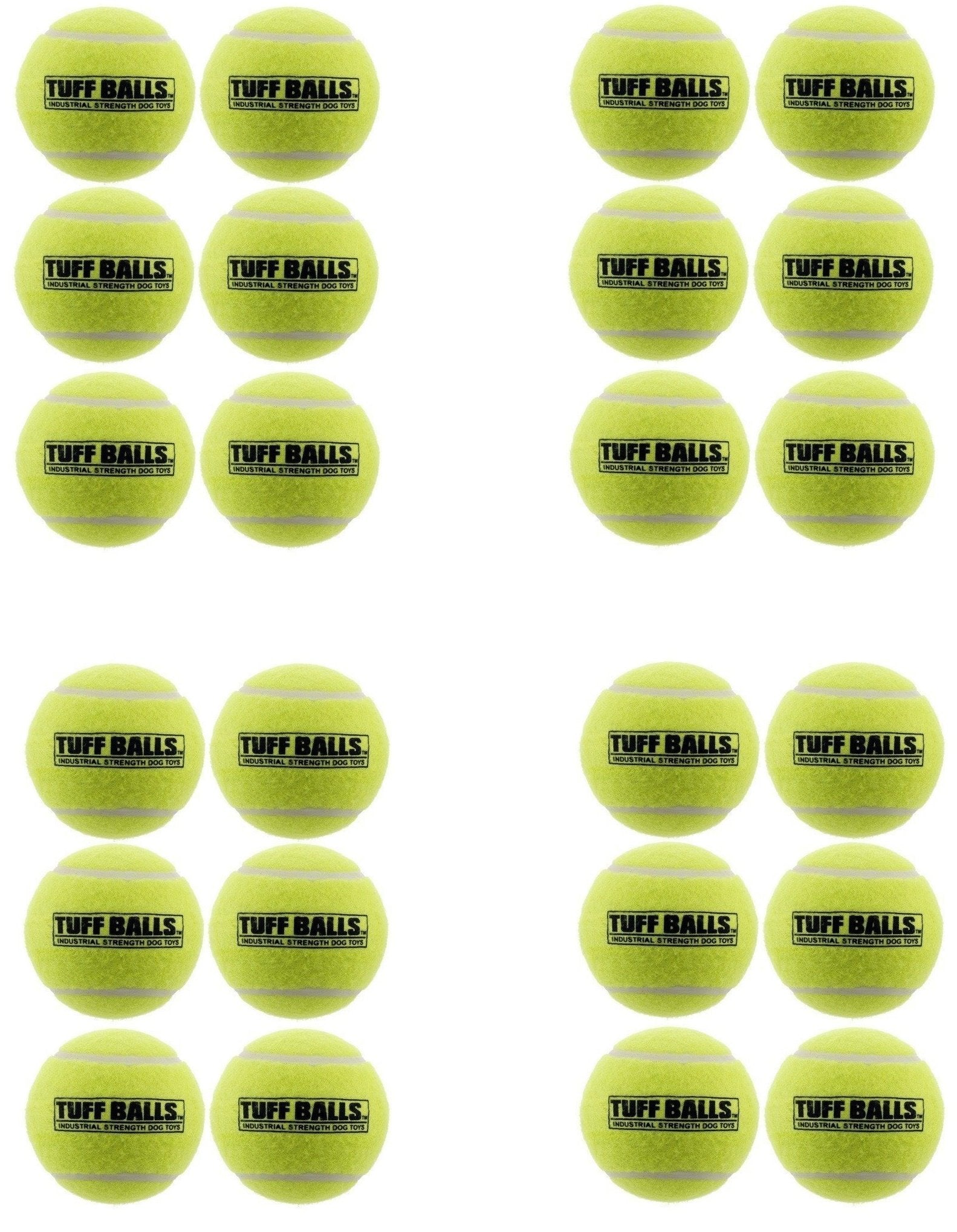 PetSport Yellow Tennis Ball Dog Toys | 24 Pack Small (1.8) Pet Safe Durable Felt & Rubber Junior Tuff Balls | Play Fetch, Launc