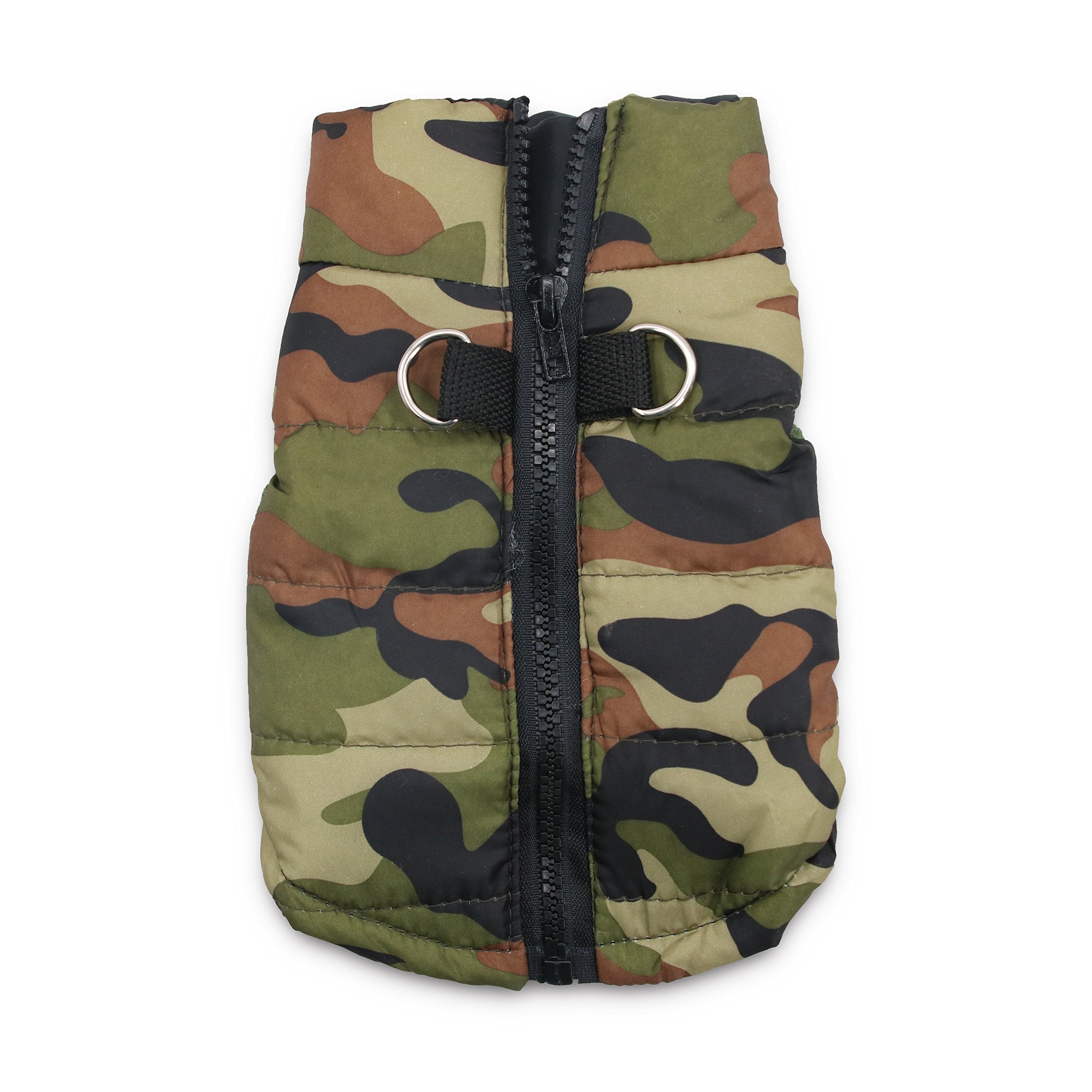 Droolingdog Dog Winter Jacket Camo Waterproof Coat Dog Camouflage Costume With Harness For Small Dogs, Large, Army Green