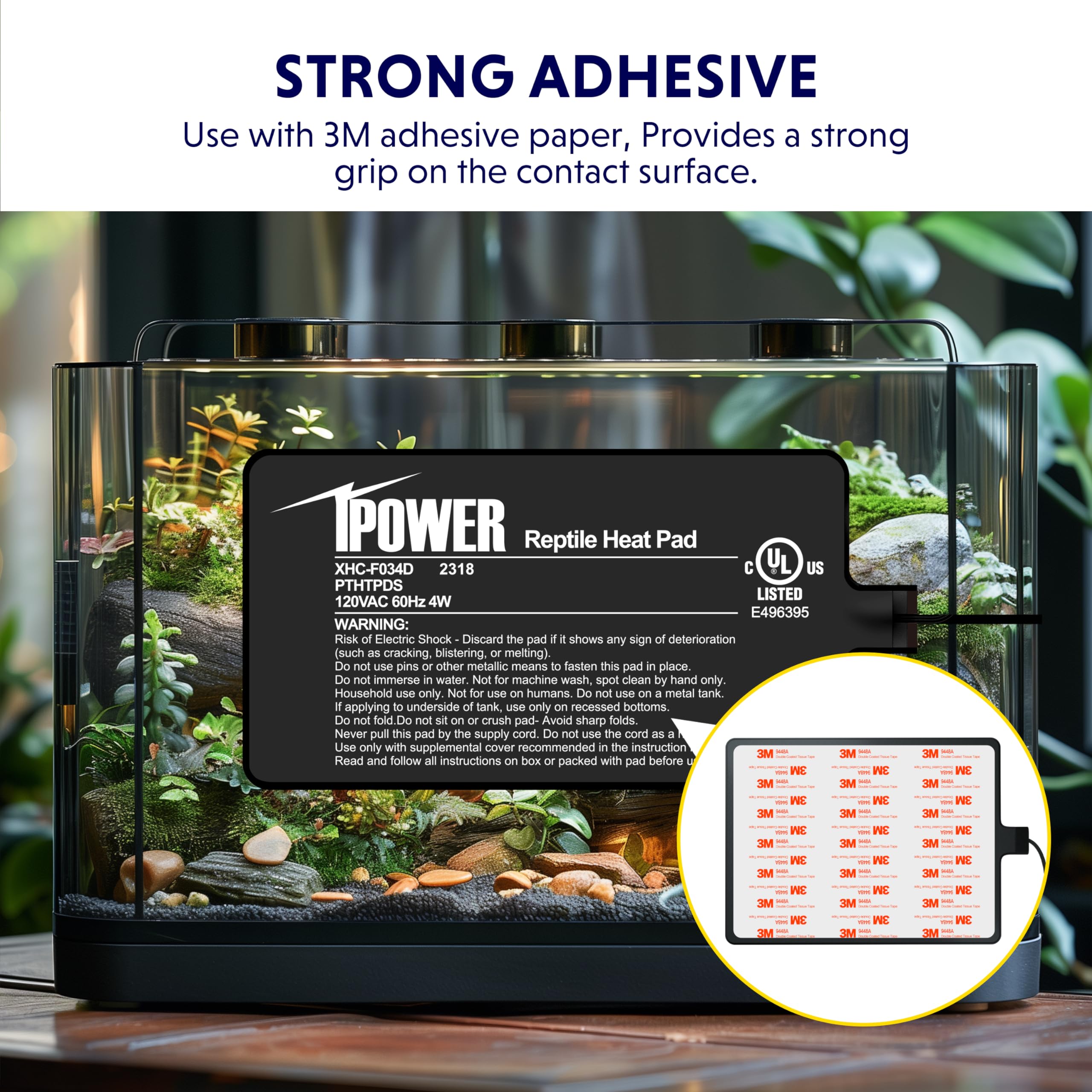 iPower 4 by 7-Inch 4W Reptile Heat Mat, LCD Digital Aquarium Thermometer, Under Tank Warmer Terrarium Heat Pad for Turtles Lizar