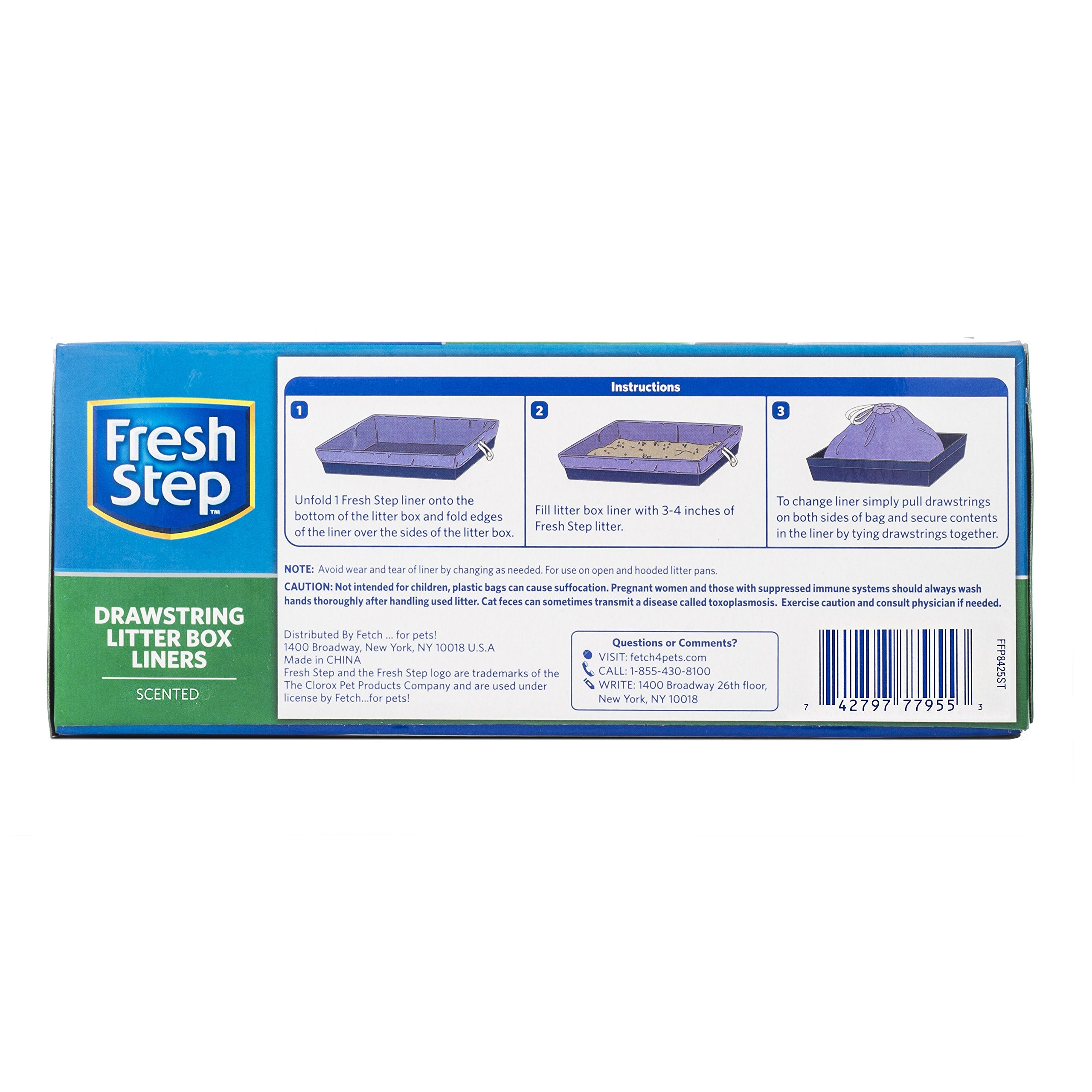 Fresh Step Drawstring Large Litter Box Liners | Heavy Duty Liners For Cat Litter Box | Scented & Unscented Available | Quick & Easy Cleanup, Scented, Jumbo - 4 Pack