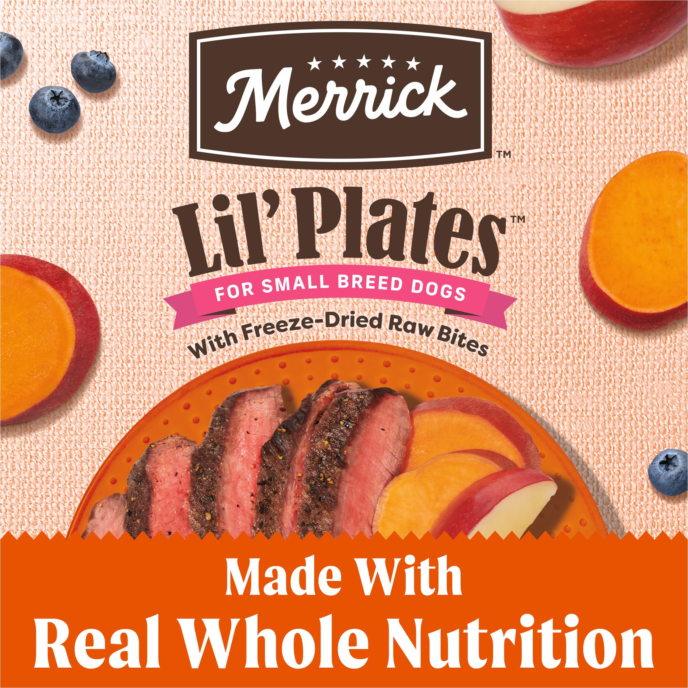 Merrick Lil Plates Grain Free Dry Dog Food For Small Dogs, Texas Beef And Sweet Potato Kibble With Raw Bites - 10.0 lb. Bag
