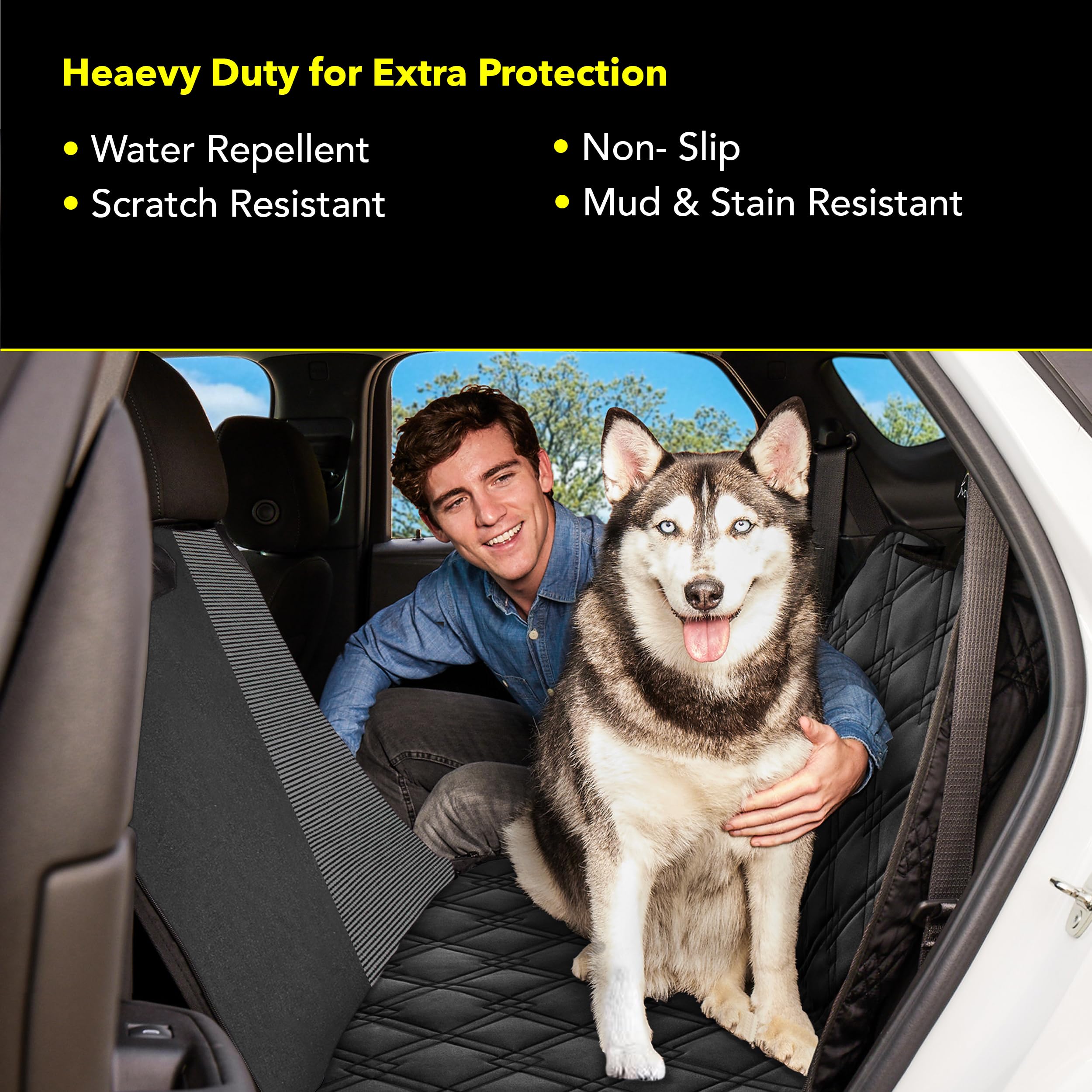 Meadowlark Heavy Duty Dog Car Seat Cover, Extra Padded, Water-Resistant, XL (60" W x 64" L), Mesh, Model I0113676