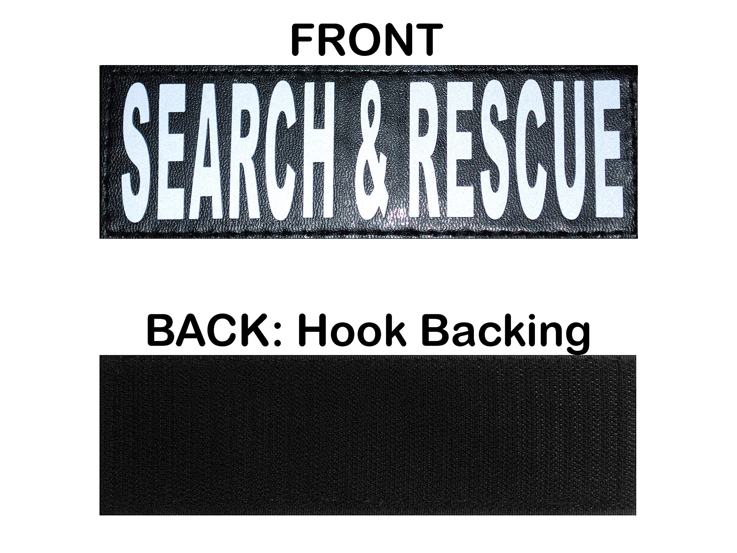 Set Of 2 Reflective Search & Rescue Patches For Service Dog Harnesses & Vests. (Medium 4' X 1.5')