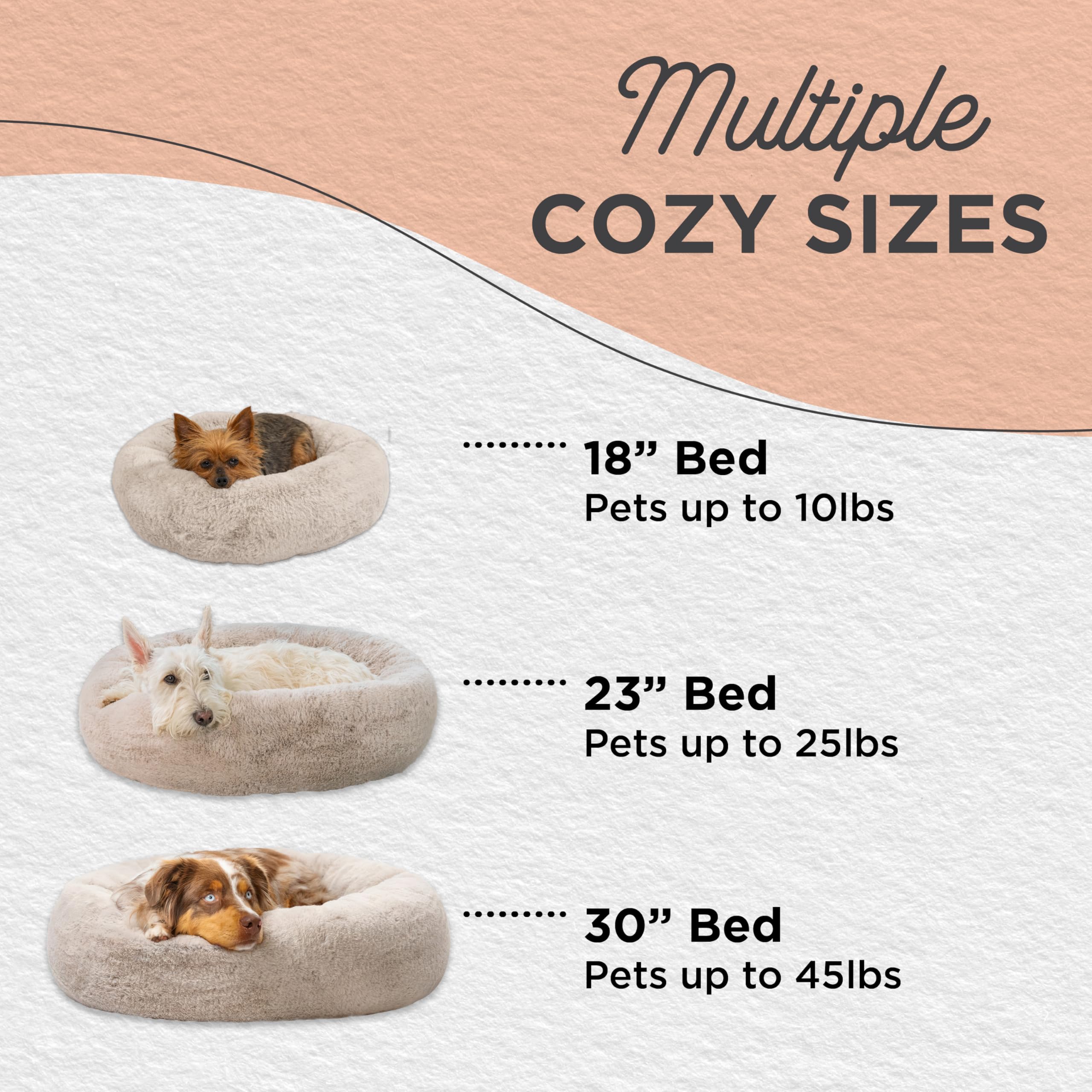 Best Friends By Sheri Snugglesoft Faux Fur Calming Donut Bed For Dogs, Brown, Small, 23X23