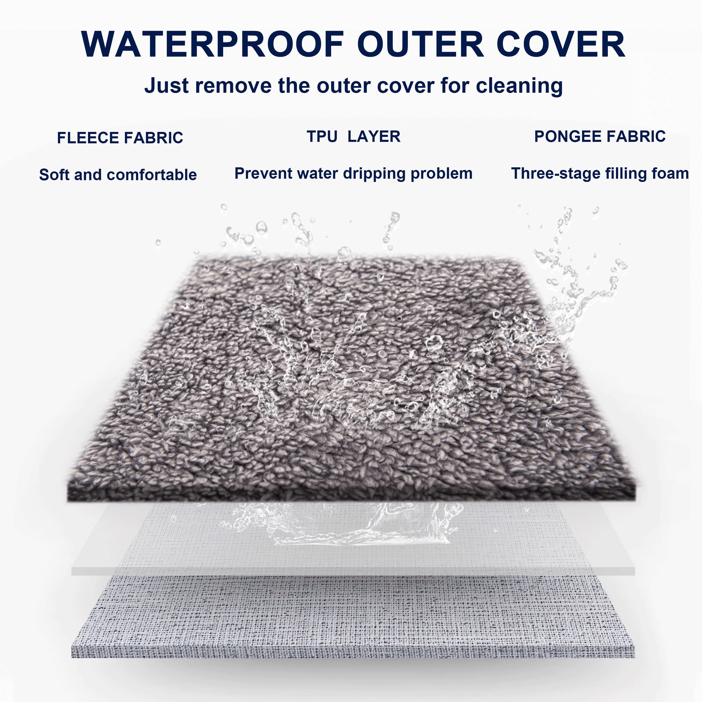 Subrtex Xl Dog Bed, Pet Bed With Removable Washable Cover, Waterproof Fleece Fabric Dog Crate Bed Anti Slip Bottom (44 Inch,Grey