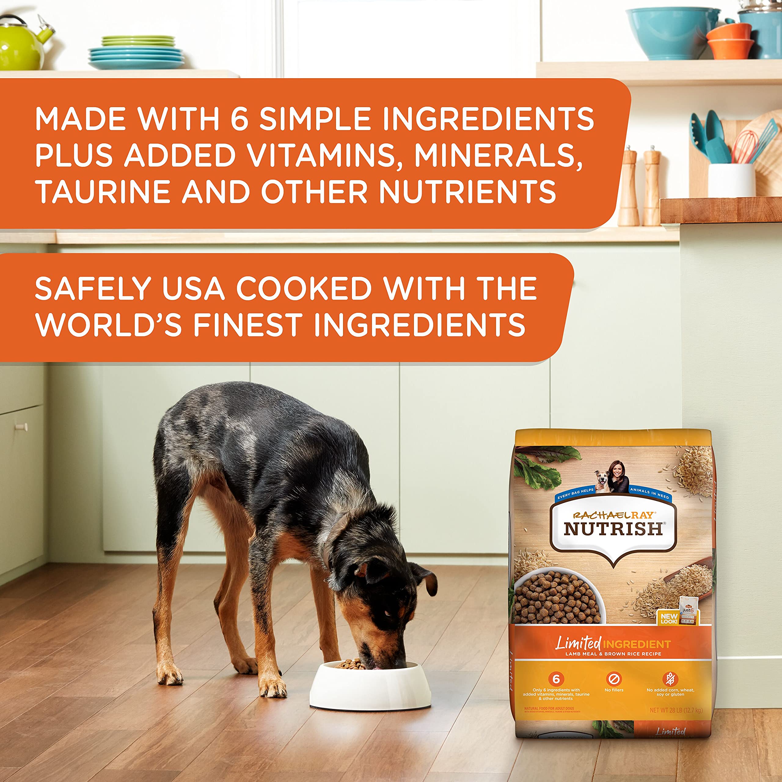 Nutrish Limited Ingredient Lamb Meal & Brown Rice Recipe Dry Dog Food, 14 lb. Bag, Packaging May Vary (Rachael Ray)