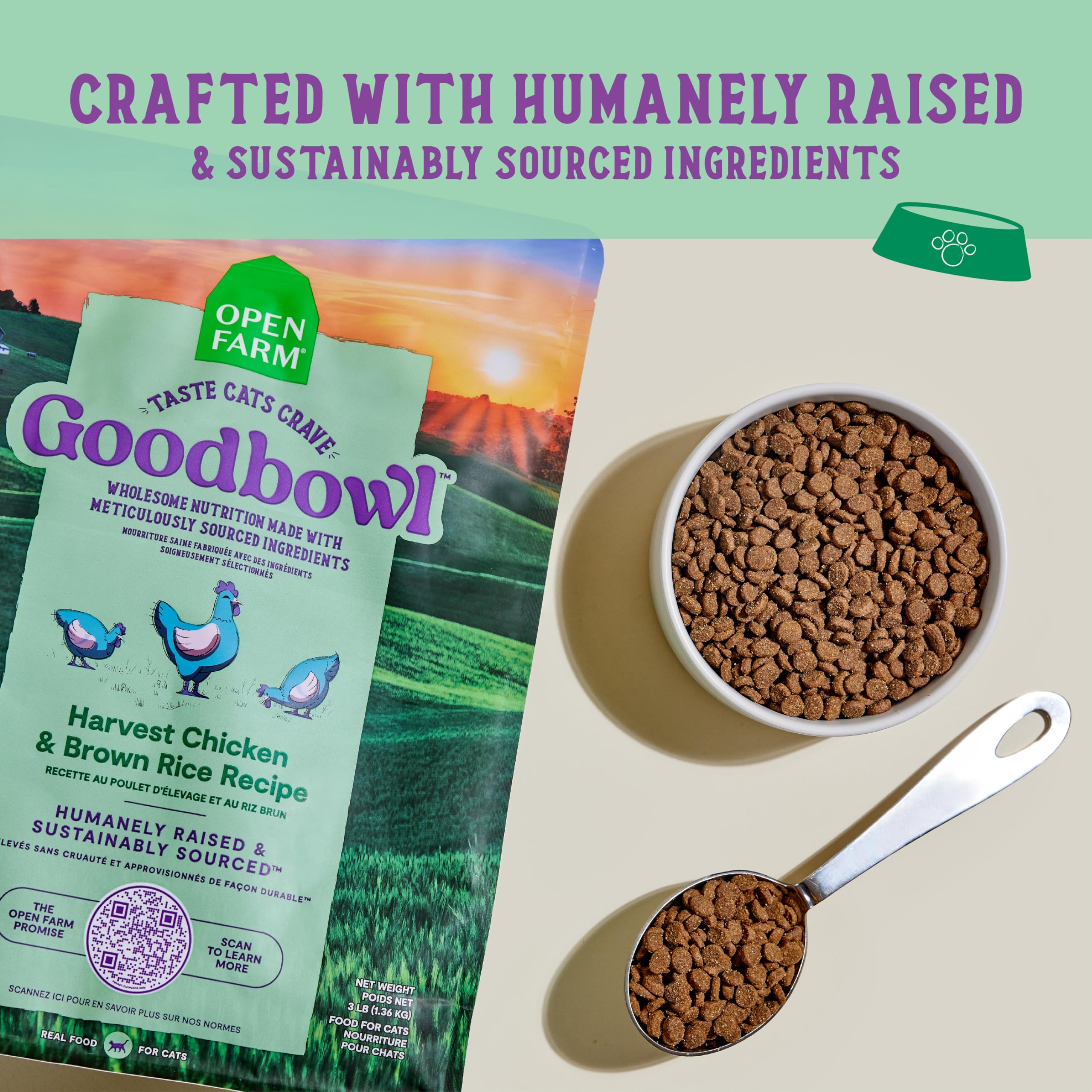 Open Farm Goodbowl, Protein Rich Dry Cat Food Made from Meticulously Sourced Simple Ingredients, Harvest Chicken & Brown Rice Re