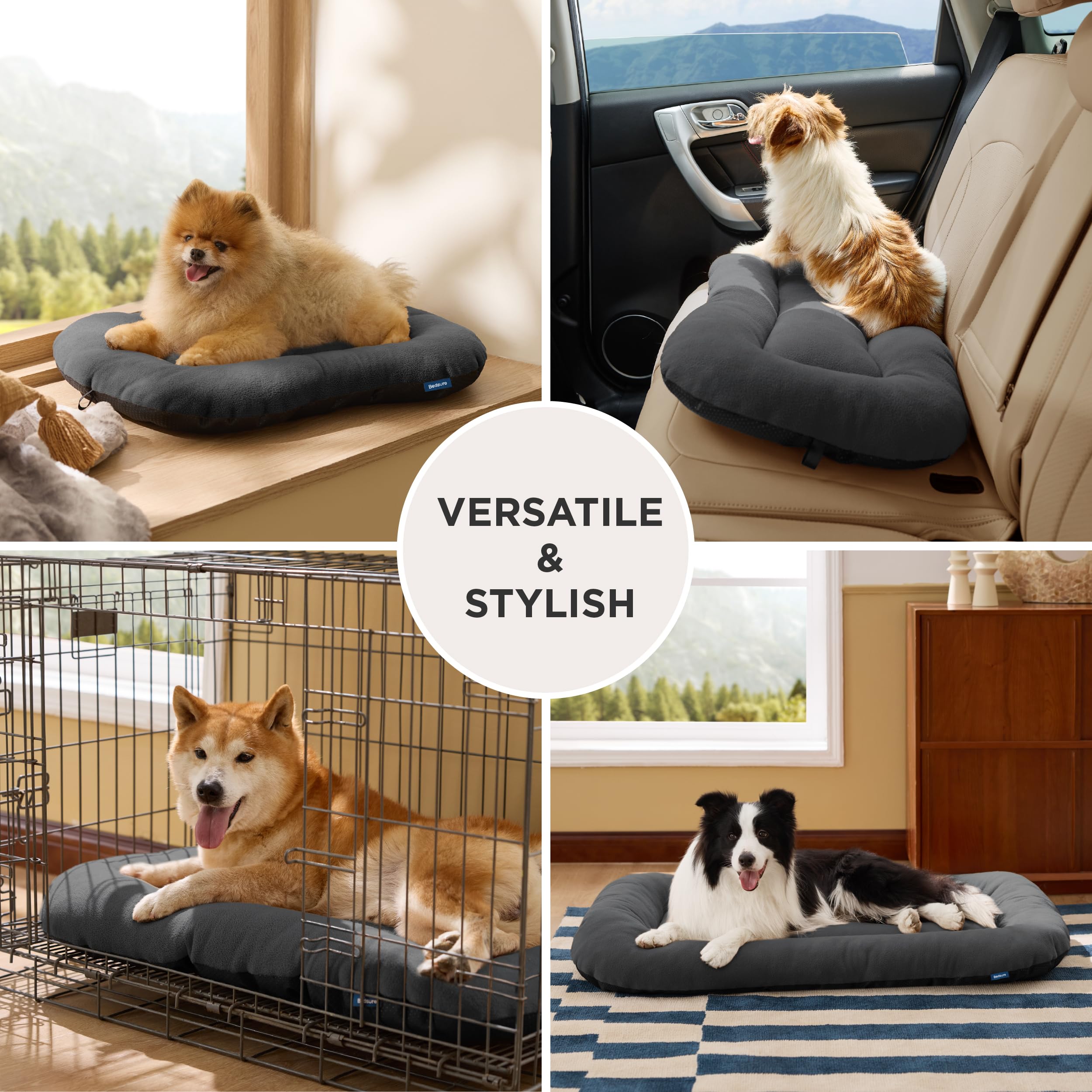 Bedsure Washable Dog Crate Pad For Medium Dogs,Flat Puppy Kennel Dog Bed For Crate, Ultra Soft Fleece Pet Sleeping Mat With Non-