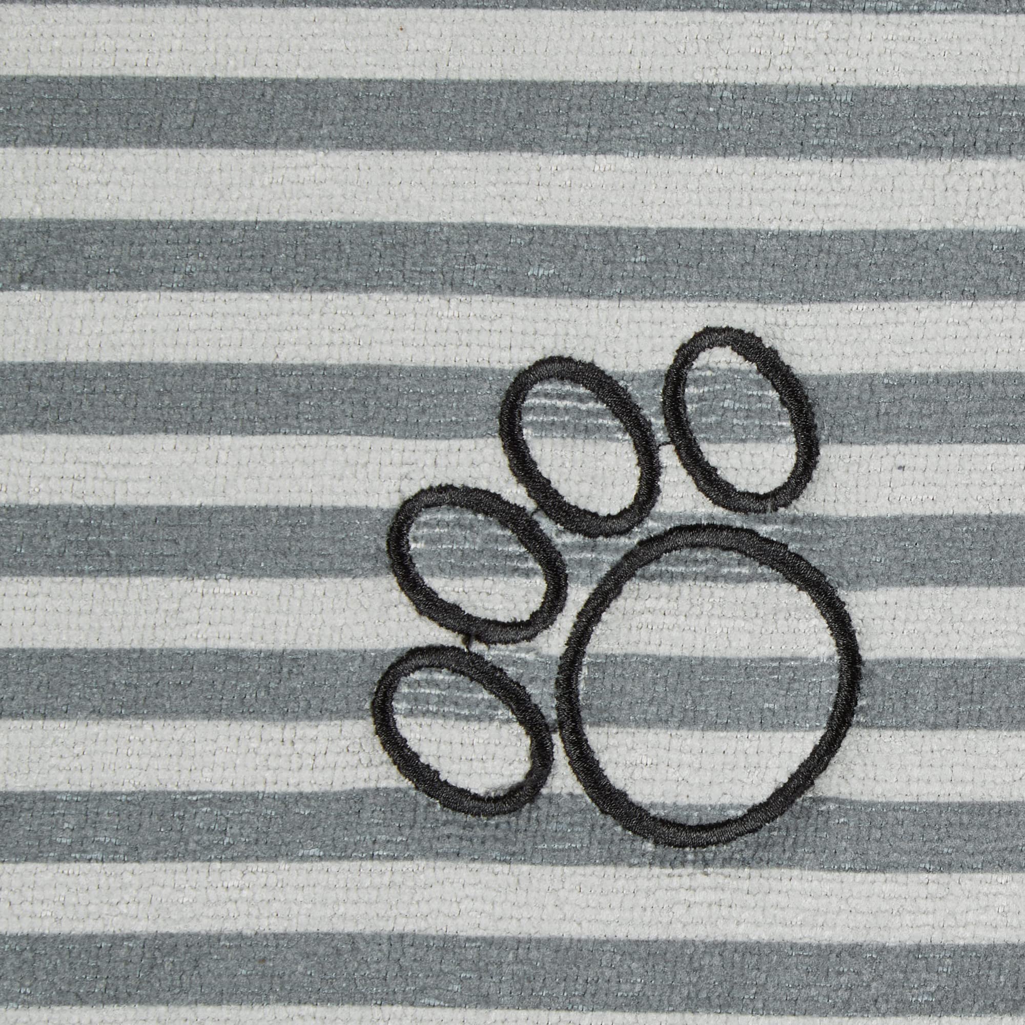 GRAY STRIPE EMBROIDERED PAW PET MAT SMALL