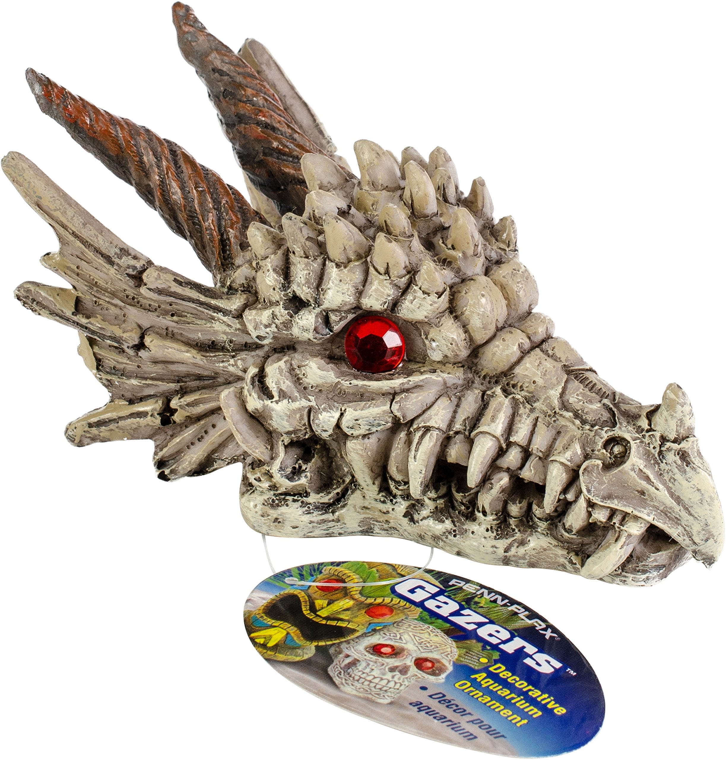 Penn-Plax Deco-Replicas Dragon Skull Gazer Aquarium Decoration – Safe For Freshwater And Saltwater Fish Tanks – Small