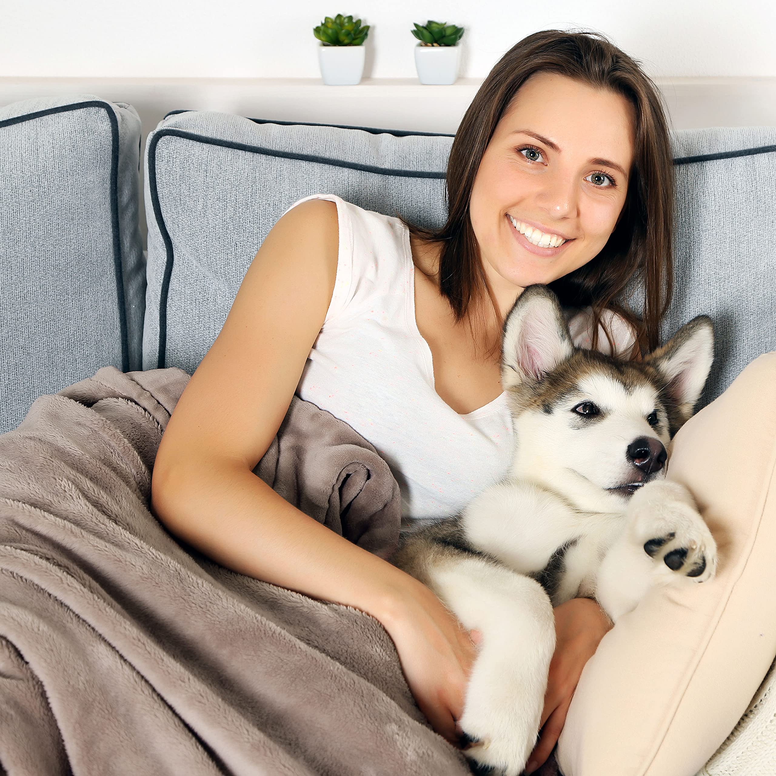 Waterproof Pet Blanket - 60X70-Inch Reversible Throw Protects Couch, Car, Bed From Spills, Stains, And Fur - Dog And Cat Blankets By Petmaker (Gray)