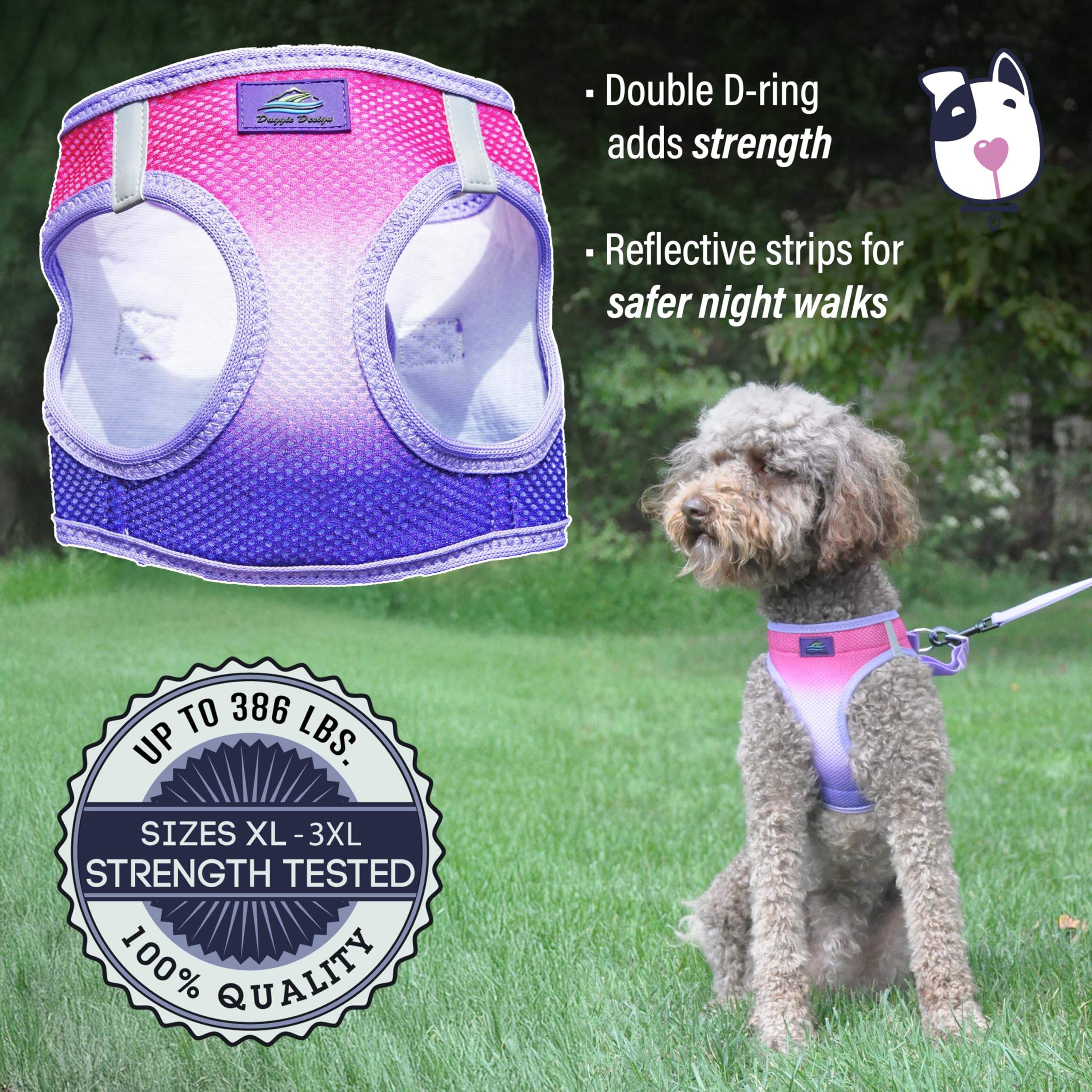 American River Choke Free Dog Harness Ombre Collection - Raspberry Sundae
