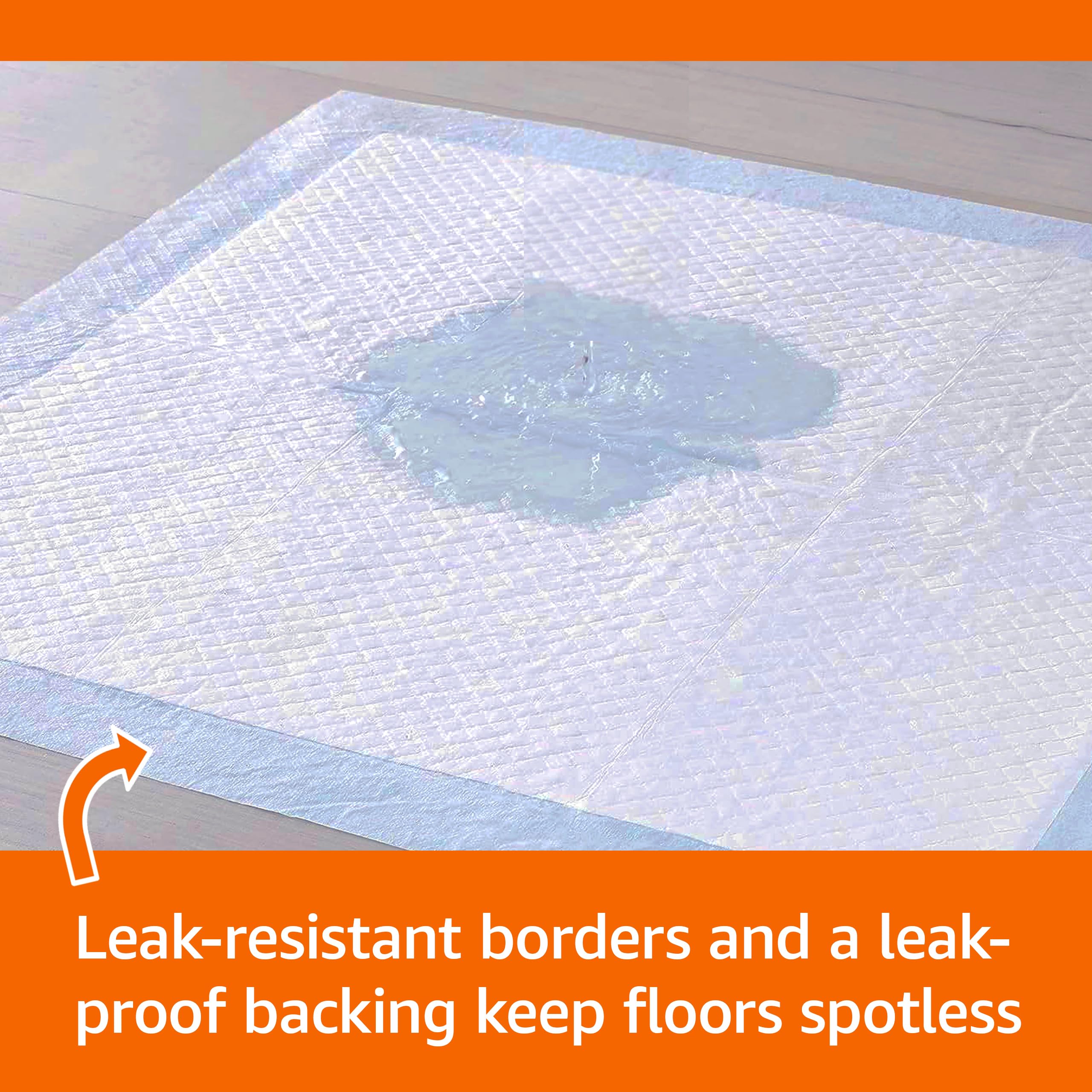 Amazon Basics Puppy Pads with Quick-Dry 5-Layer Leak-Proof Design for Potty Training, X-Large Size 28 x 34 Inch, Pack of 40, Blu